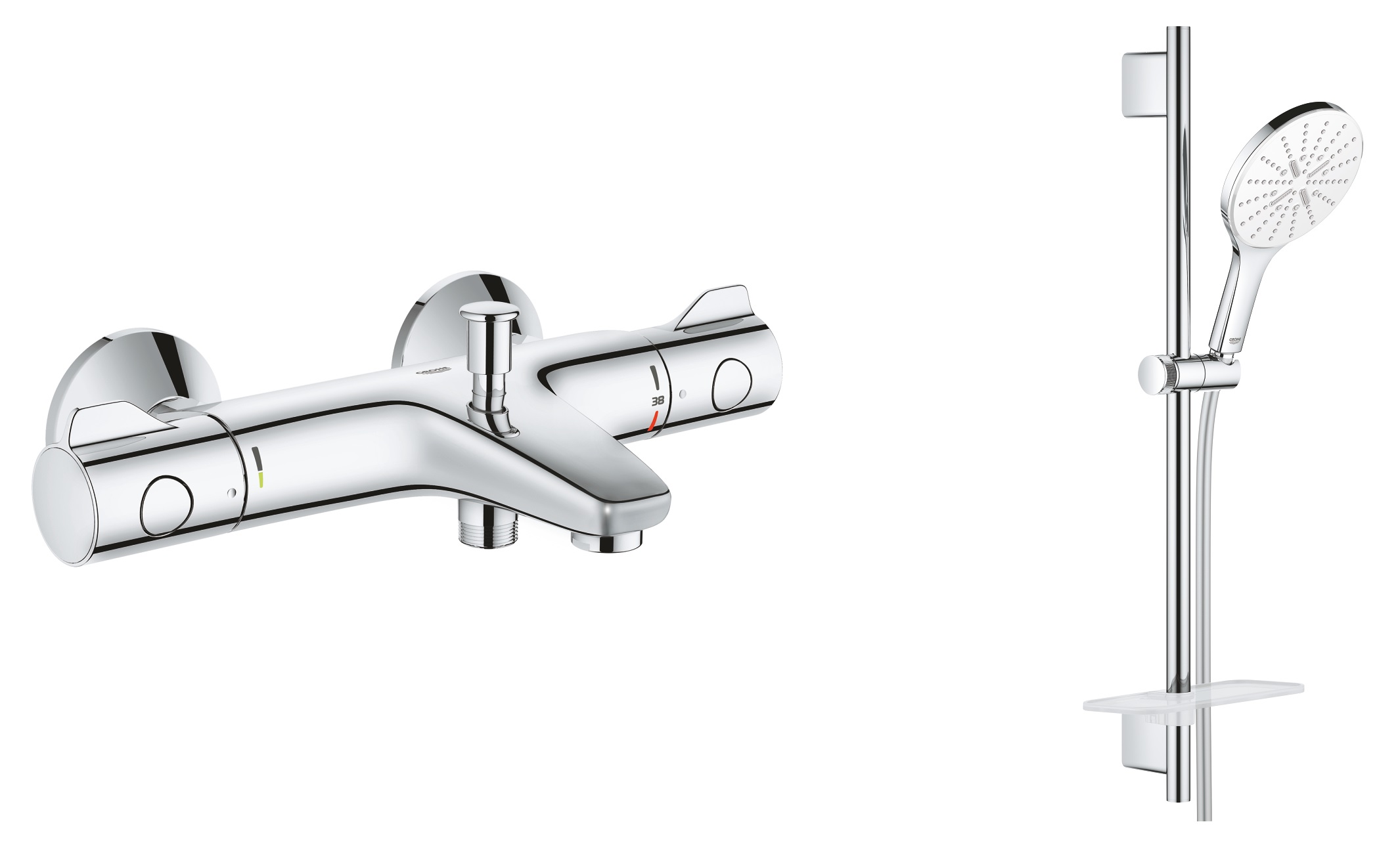 Set Duschset Grohe Vitalio SmartActive 26598000, Badewannen- und Duscharmatur Grohe Grohtherm 800 34567000