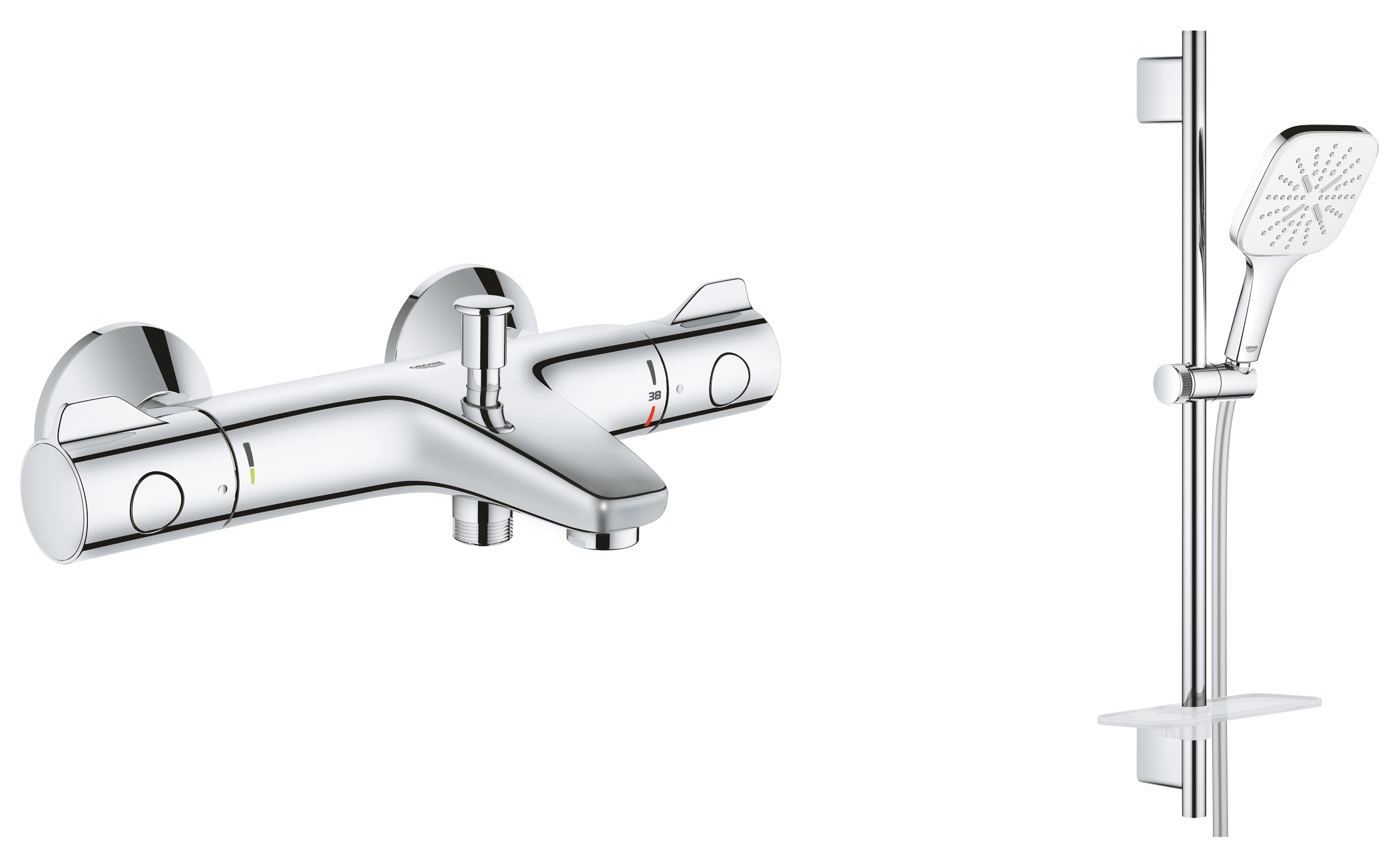 Set Badewannen- und Duscharmatur Grohe Grohtherm 800 34567000, Duschset Grohe Vitalio SmartActive 26596000