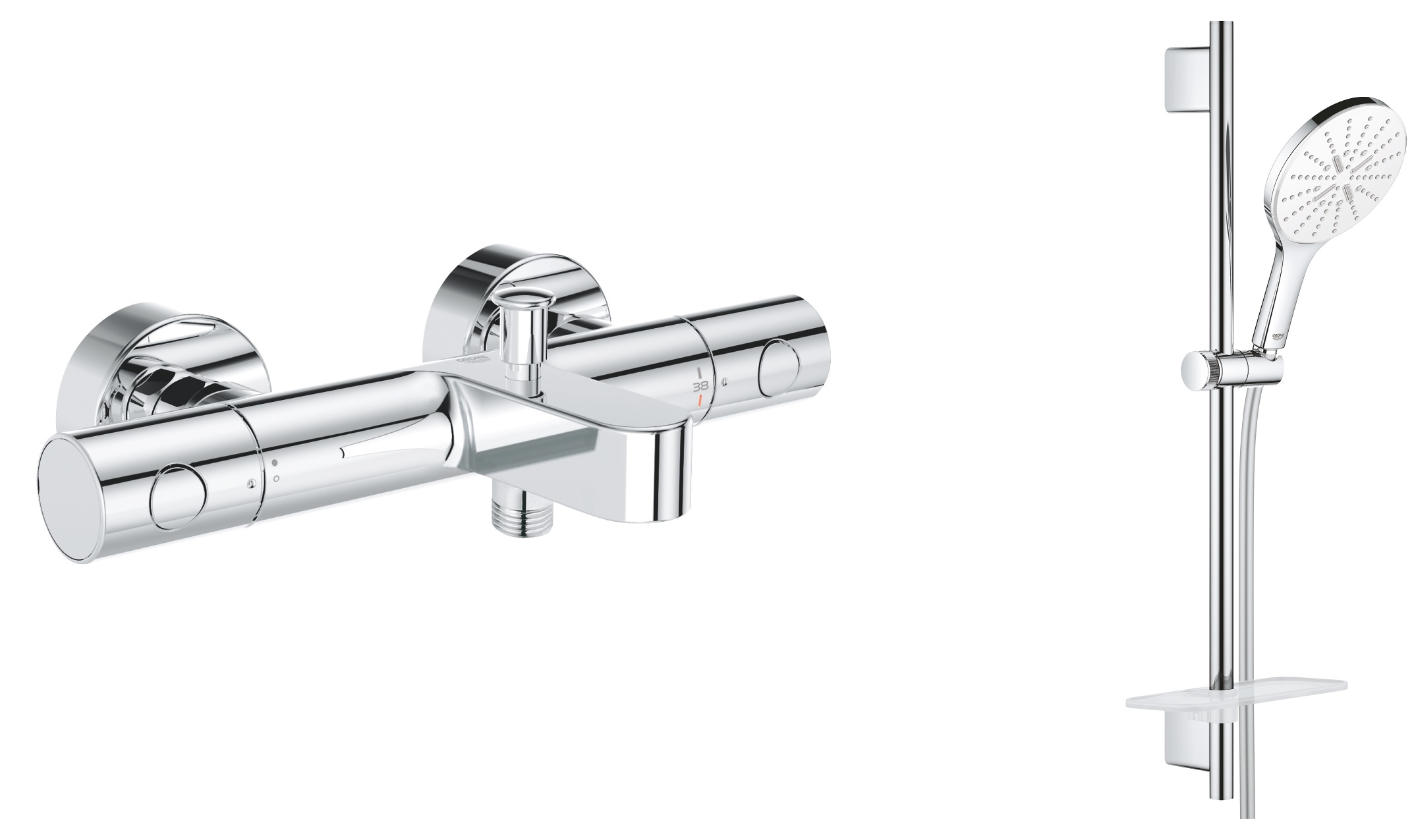 Set Badewannen- und Duscharmatur Grohe Grohtherm 800 Cosmopolitan 34766000, Duschset Grohe Vitalio SmartActive 26598000