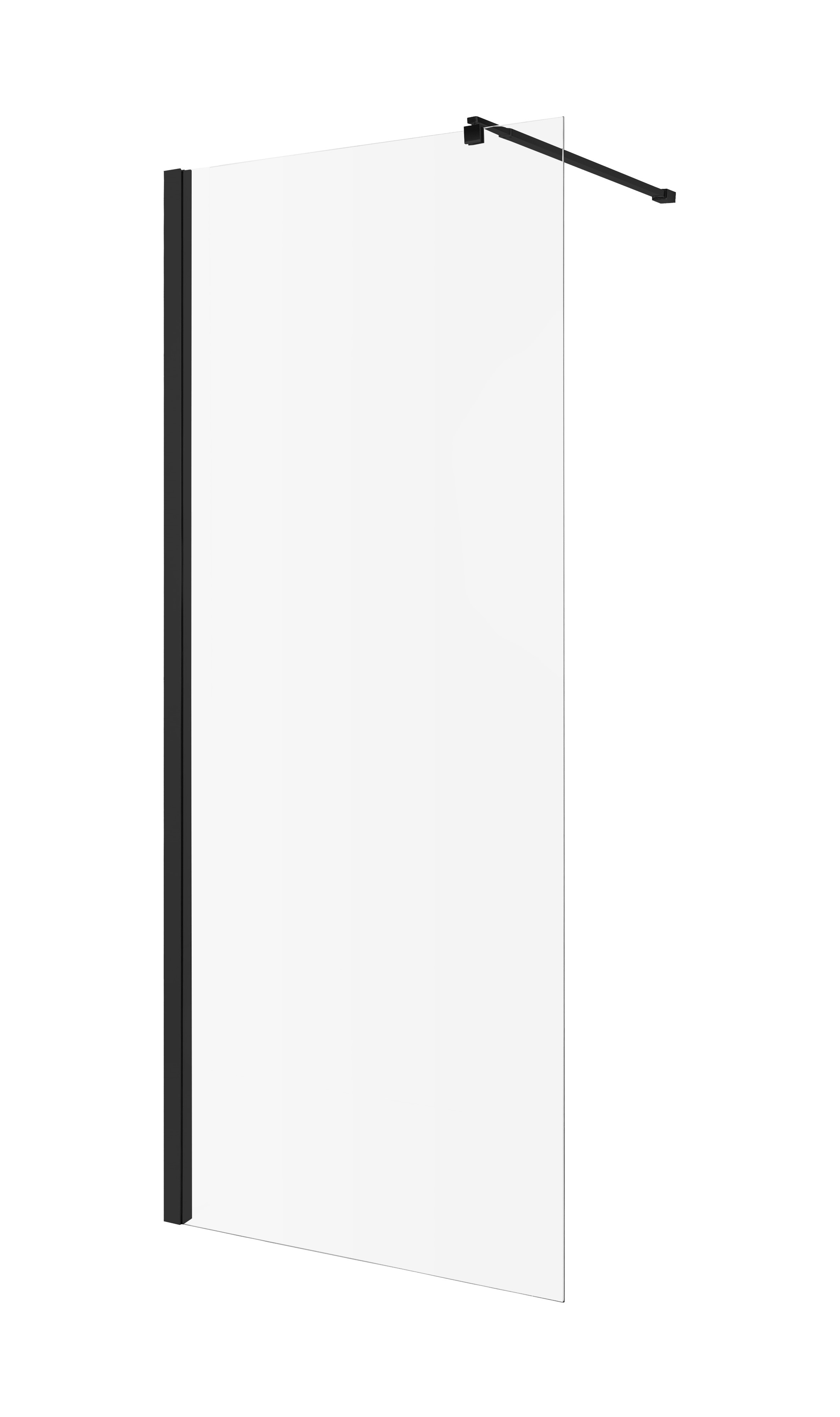 Invena Begehbare Duschwand 100 cm schwarz Matte/durchsichtiges Glas AK-32-104