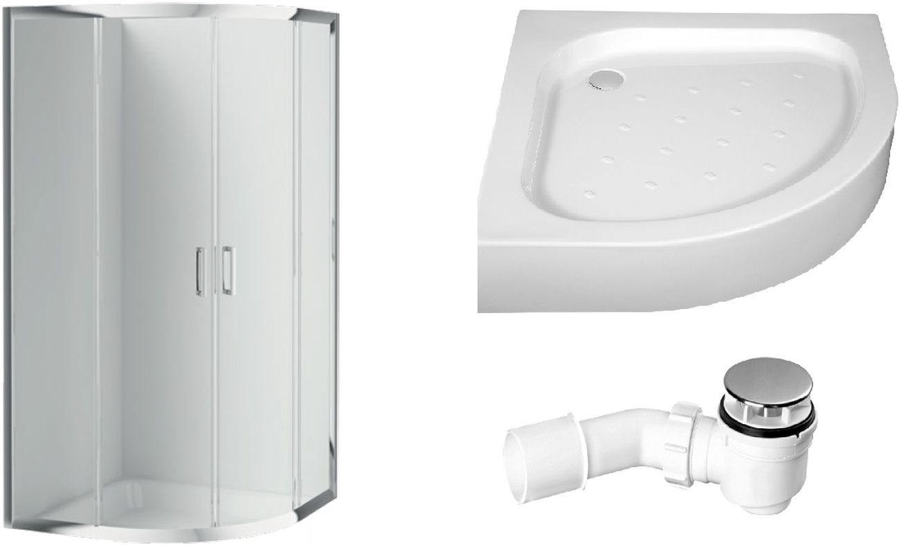 Set Dusche Deante Funkia KYP_051K, Halbrunde Duschwanne Deante Standard New KTA_053B, NHC_025C