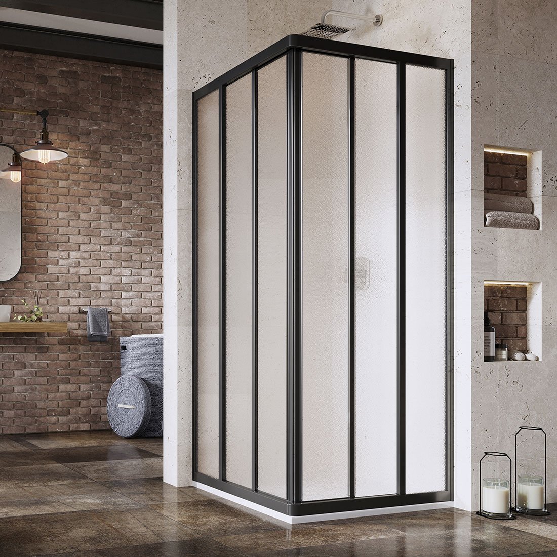 Ravak Supernova Duschtüren 75 cm Schiebe- schwarz Matte/Glas mit Muster 15V303R2ZG