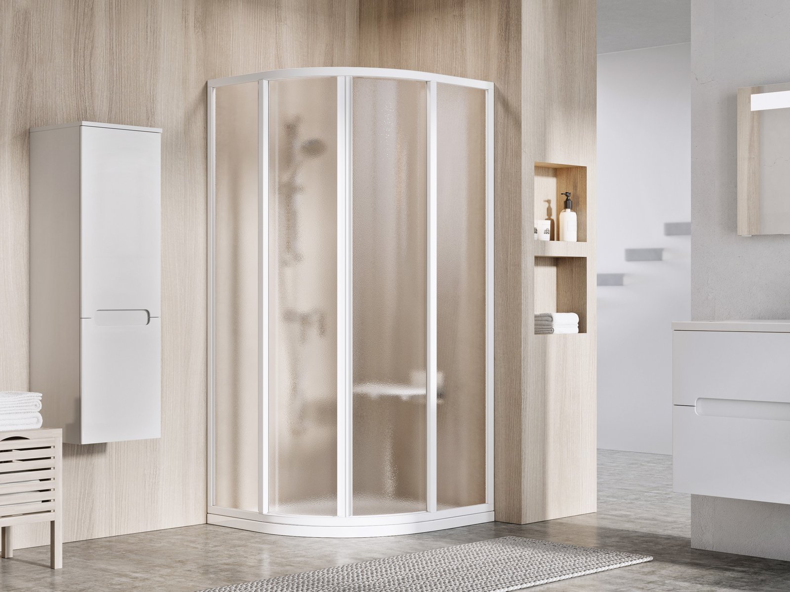 Ravak Supernova Dusche 90x90 cm halbrund weiß Glanz/ 3117O102ZG