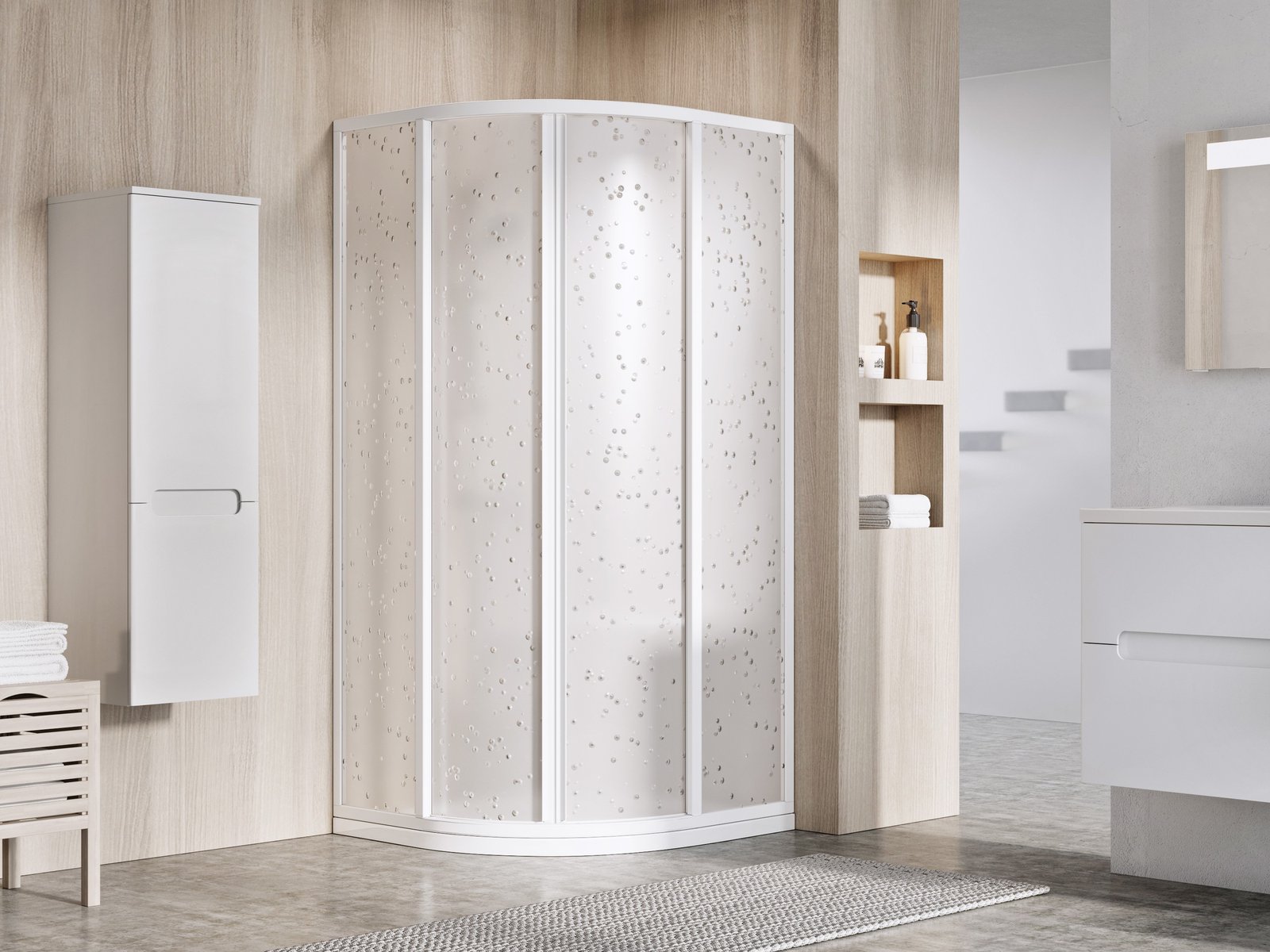 Ravak Supernova Dusche 90x90 cm halbrund satin Matte/Polystyrol 3117OU0211