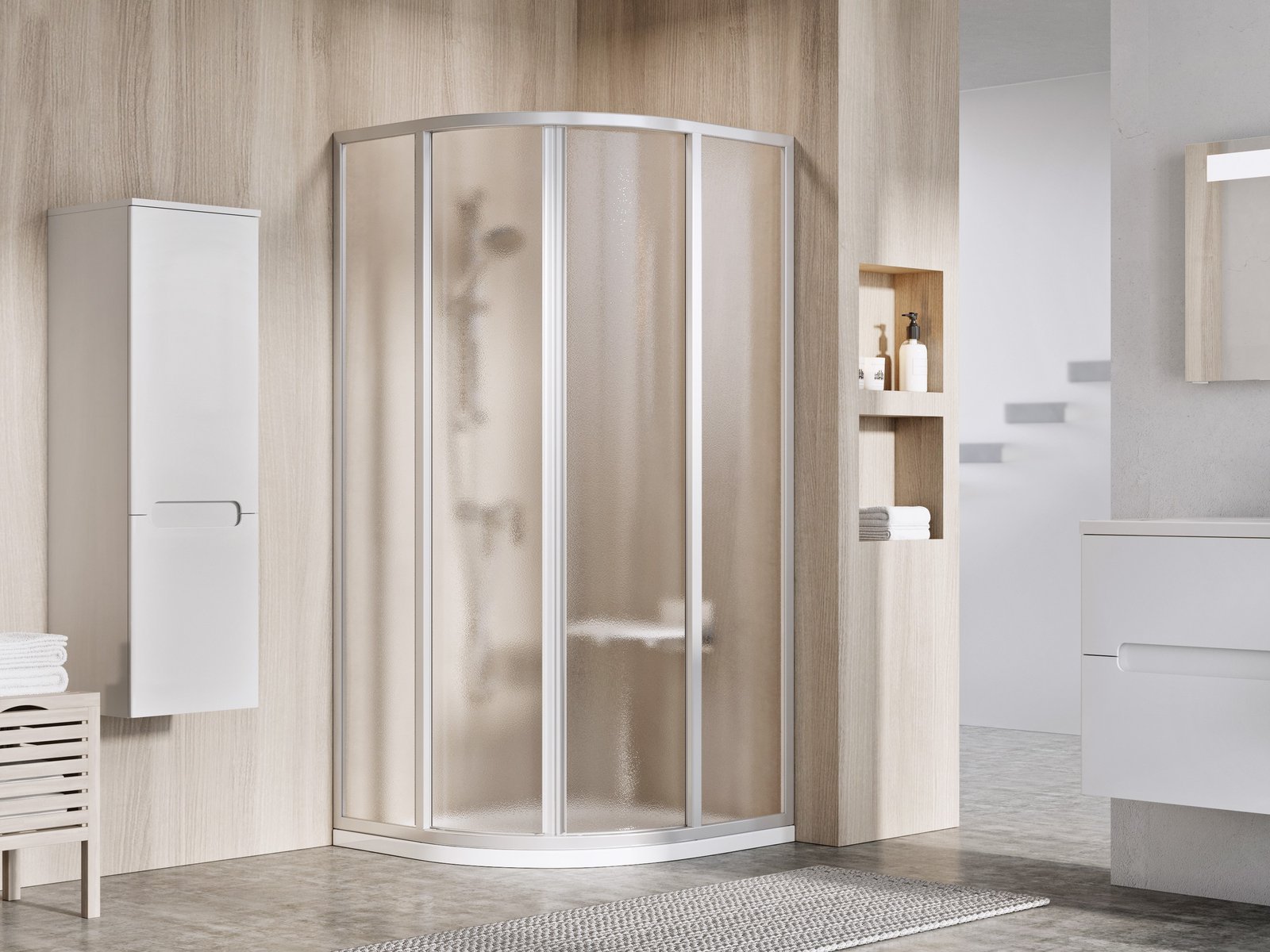 Ravak Supernova Dusche 90x90 cm halbrund satin Matte/ 3117OU02ZG