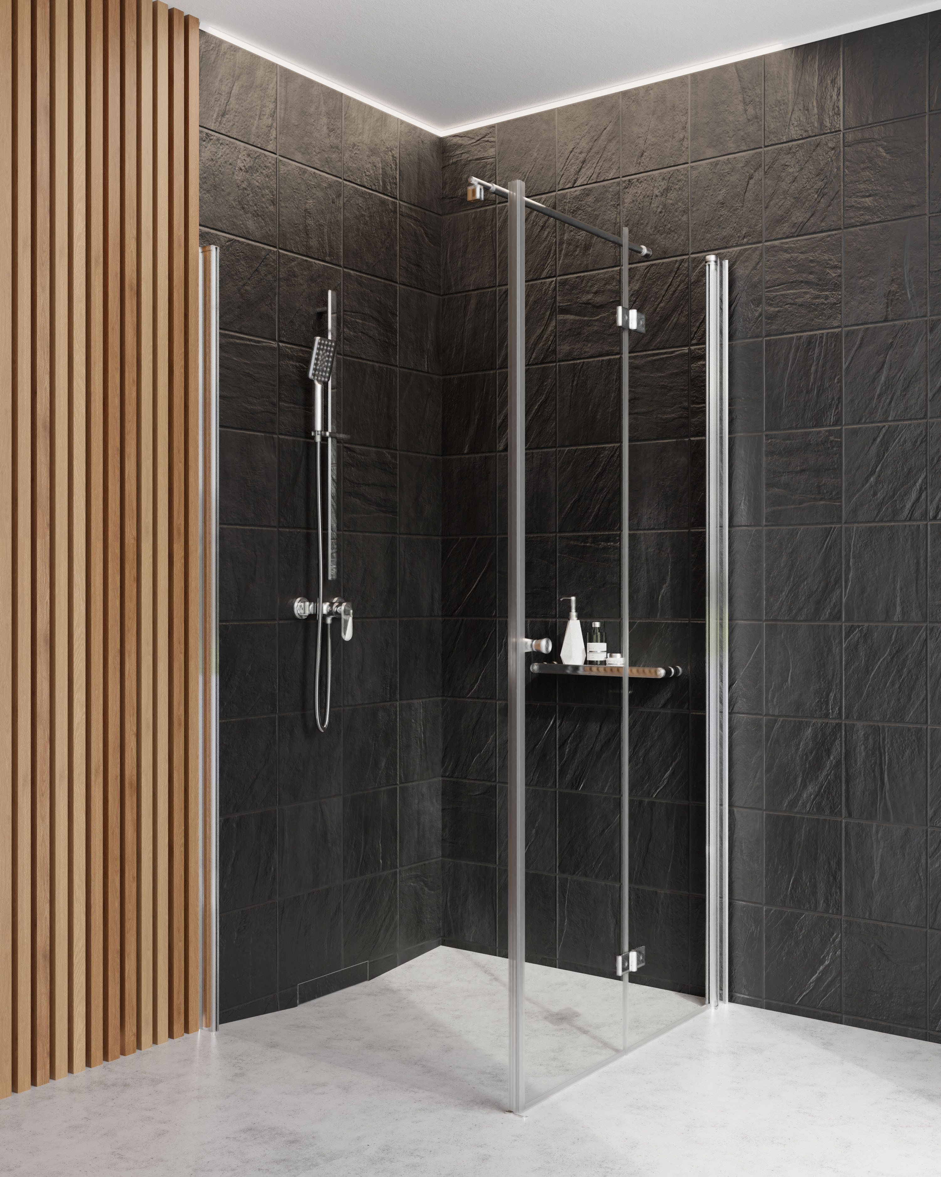 Set Duschtüren Deante Kerria Plus KTSX043P, Begehbare Duschwand Deante Kerria Plus KTS_030P