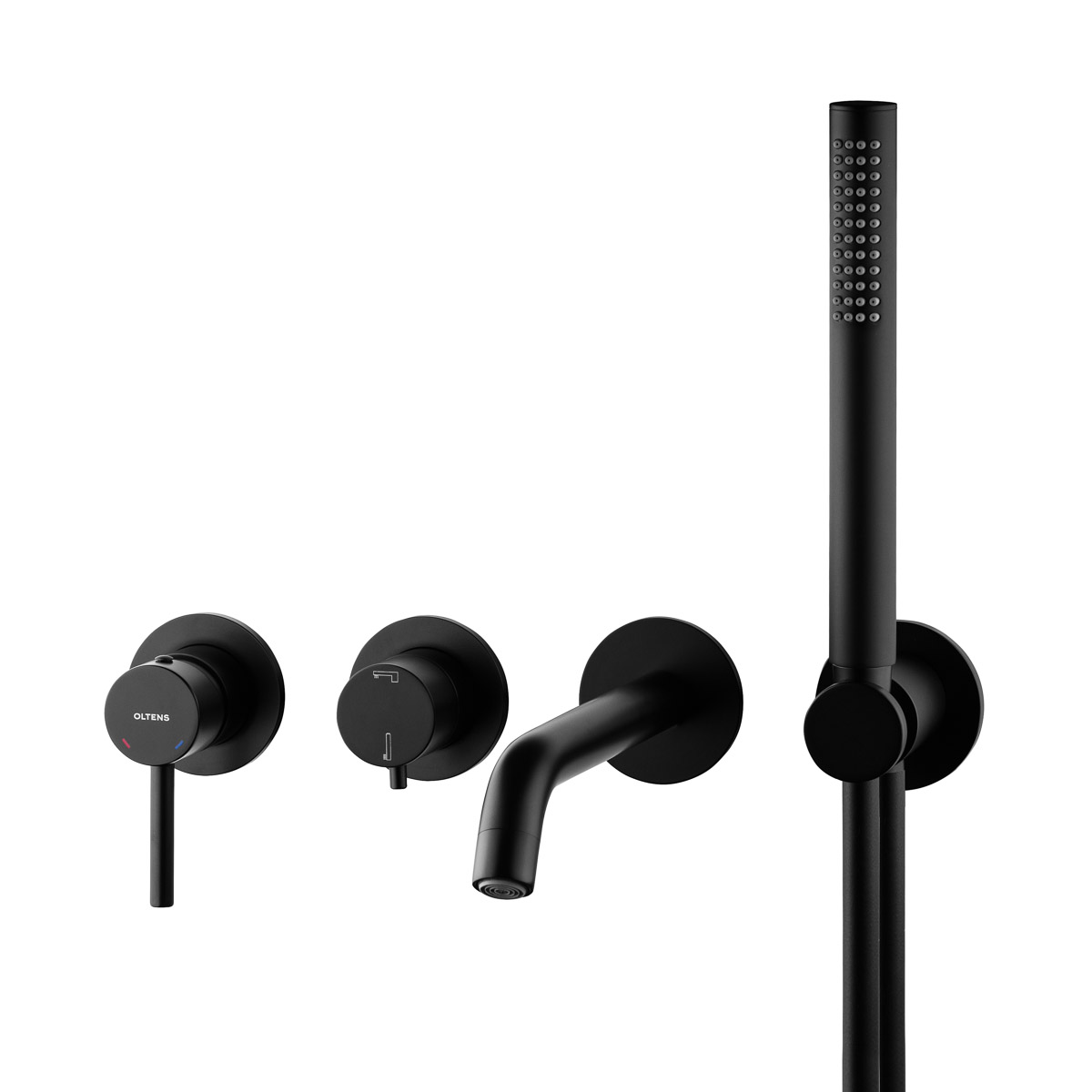 Oltens Molle Badewannen- und Duscharmatur Unterputz schwarze Matte 34105300