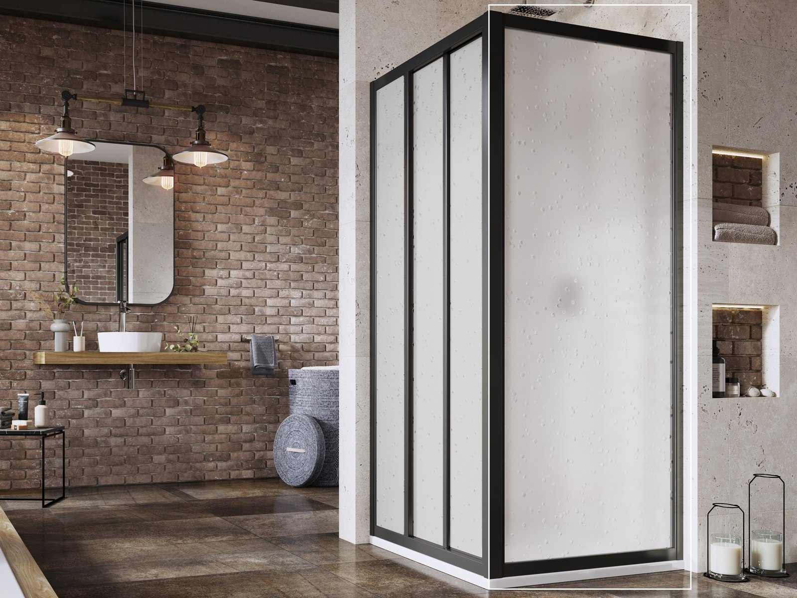 Ravak Supernova Duschwand 90 cm schwarz Matte/Polystyrol 940703R211