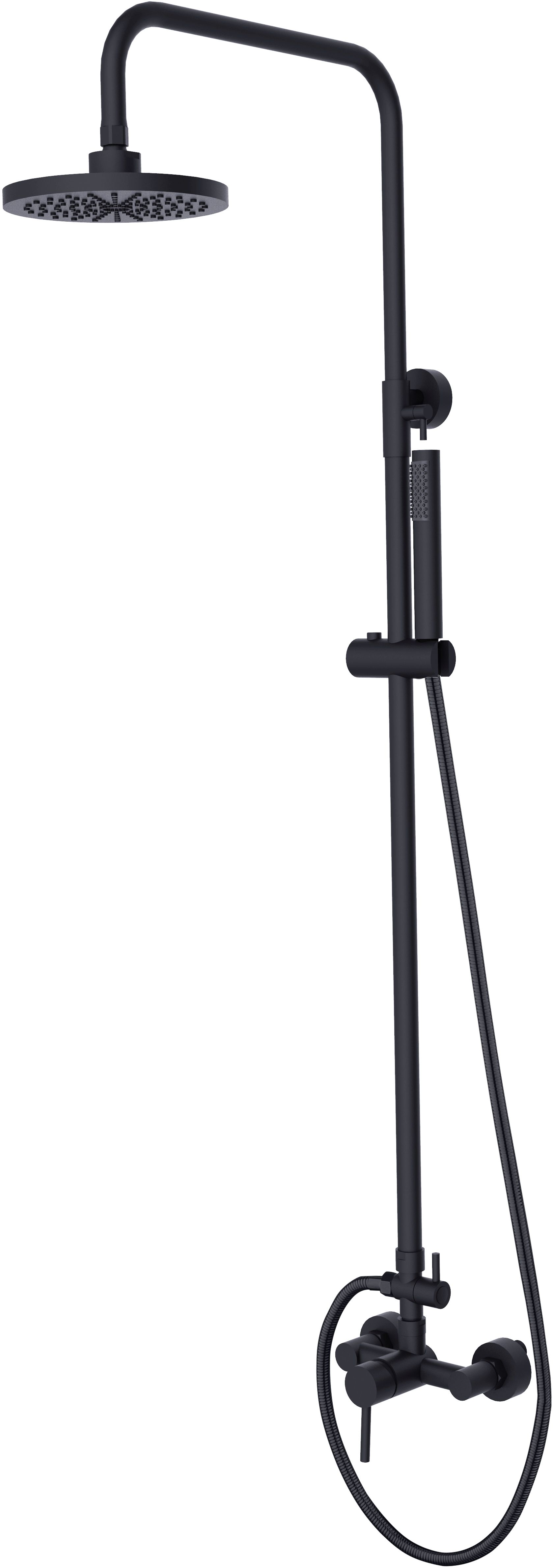 Besco Decco Duschset Wandmontage mit Regenbrause schwarz BP-DIN-CZ