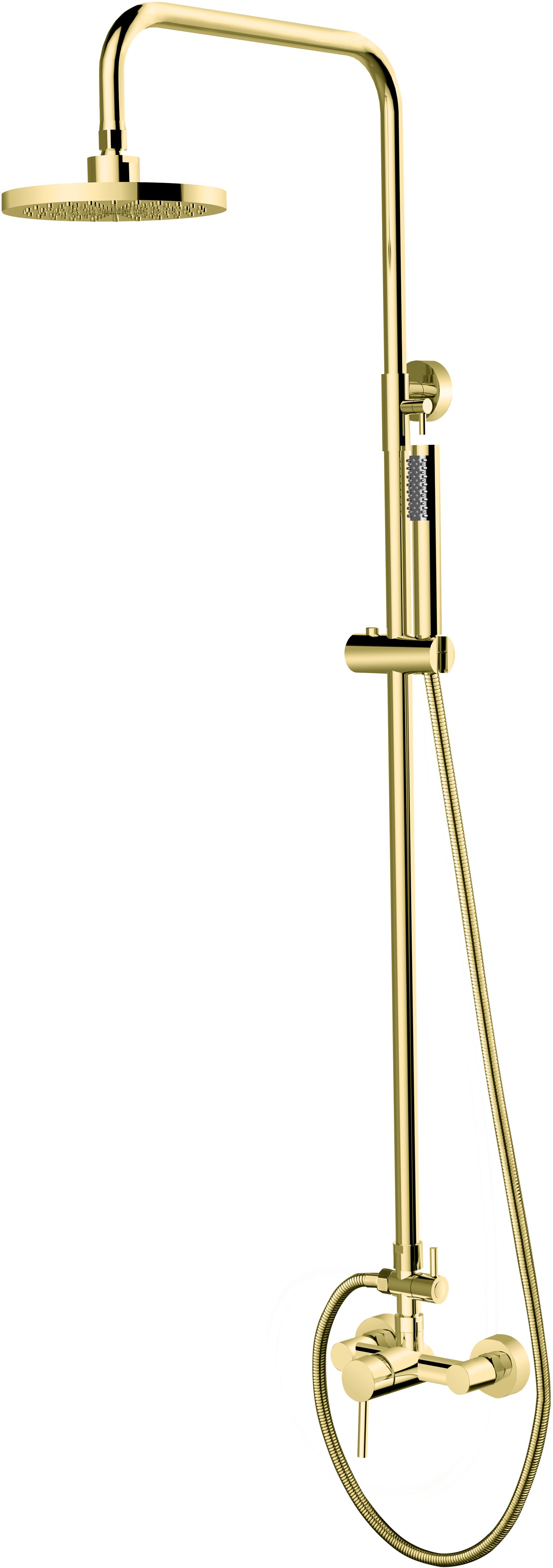 Besco Decco Duschset Wandmontage mit Regenbrause gold BP-DIN-ZL