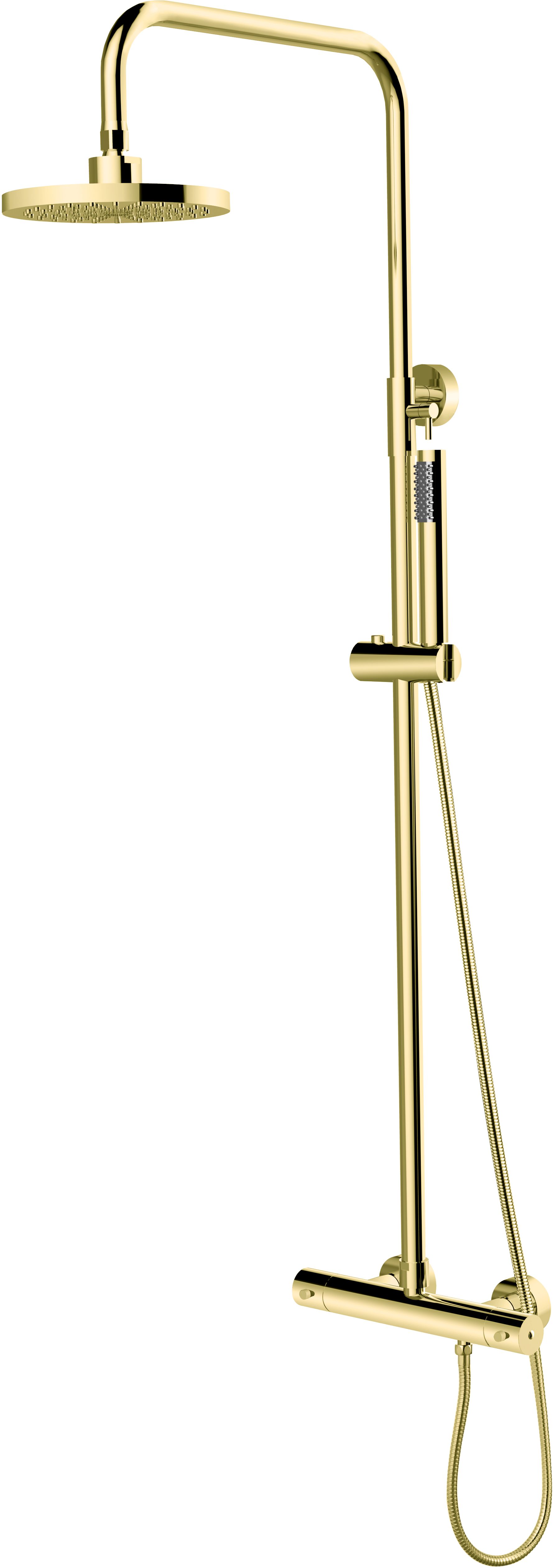 Besco Decco Duschset Wandmontage mit Thermostat mit Regenbrause gold BP-DIT-ZL