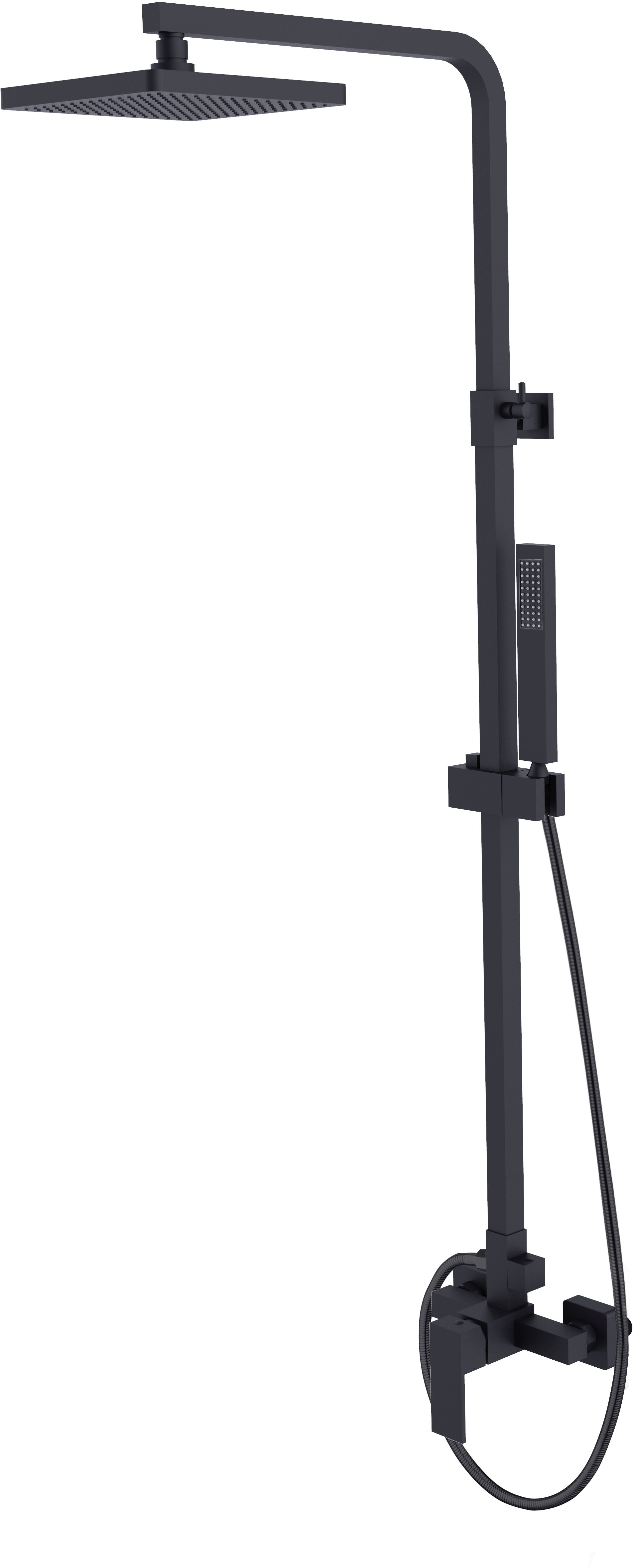 Besco Modern Varium Duschset Wandmontage mit Regenbrause schwarz BP-MVN-CZ