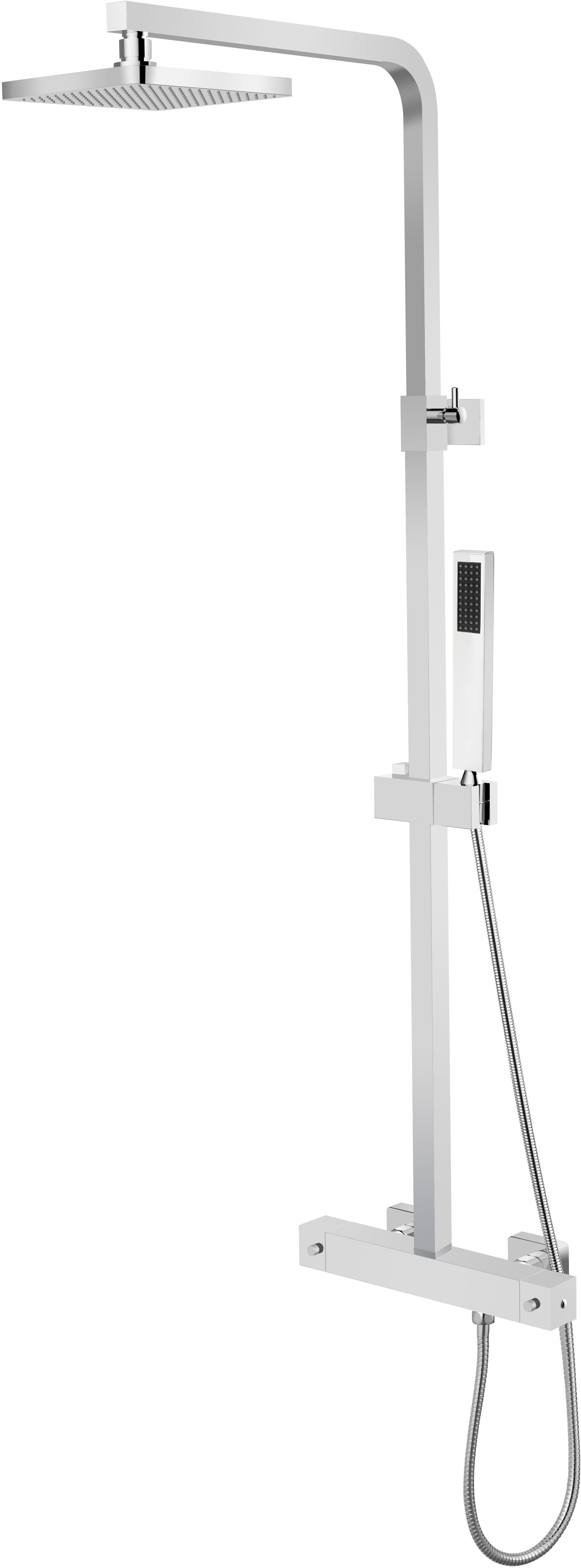 Besco Modern Varium Duschset Wandmontage mit Thermostat mit Regenbrause chrom BP-MVT-CH