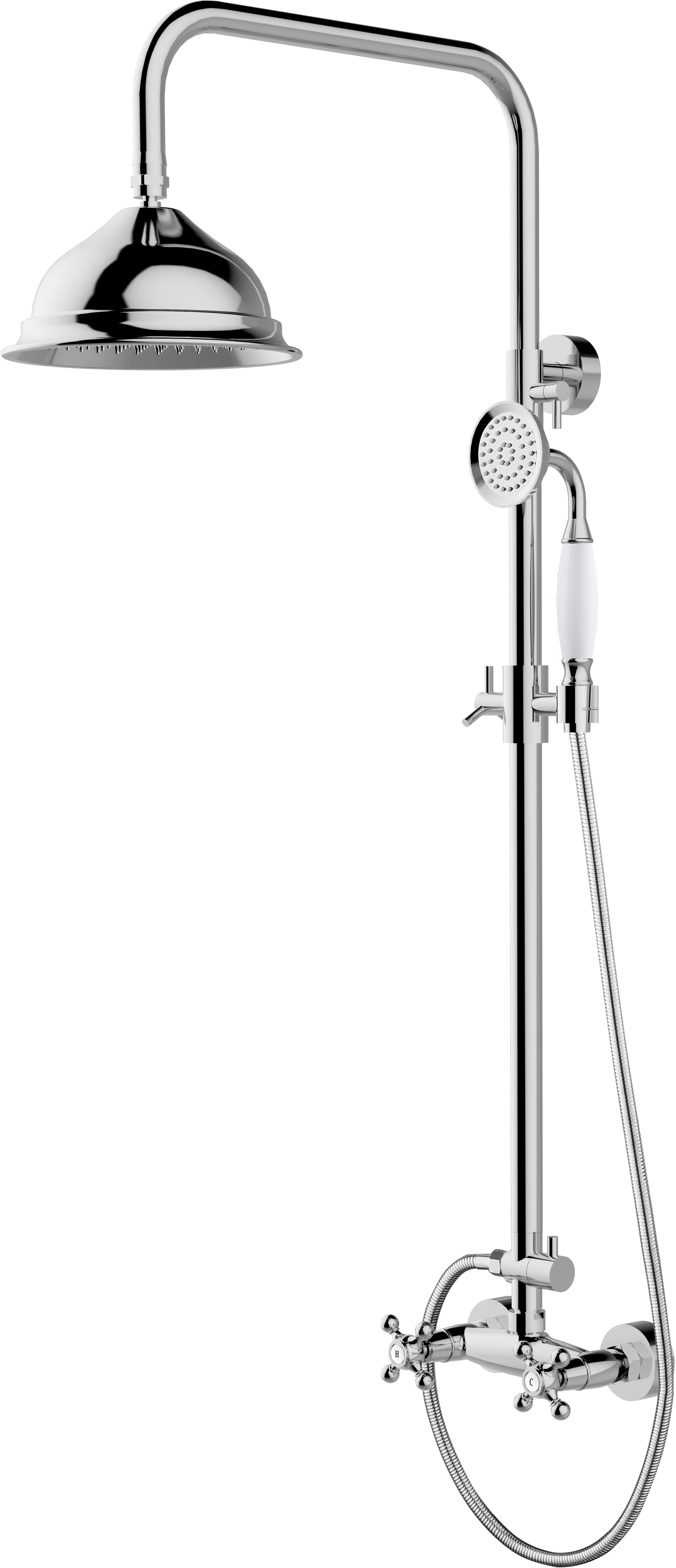 Besco Retro Duschset Wandmontage mit Regenbrause chrom BP-R-CH