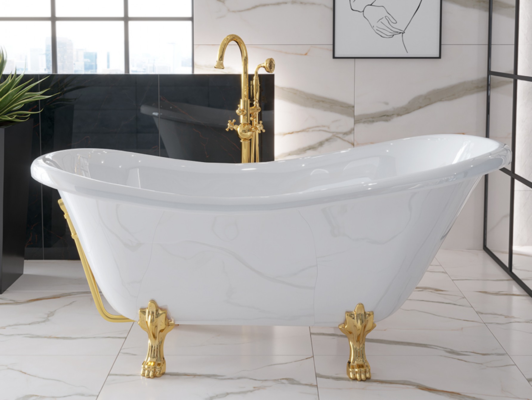 Besco Otylia Freistehende Badewanne 159.5x76.5 cm oval weiß #WKO-160W+ZL