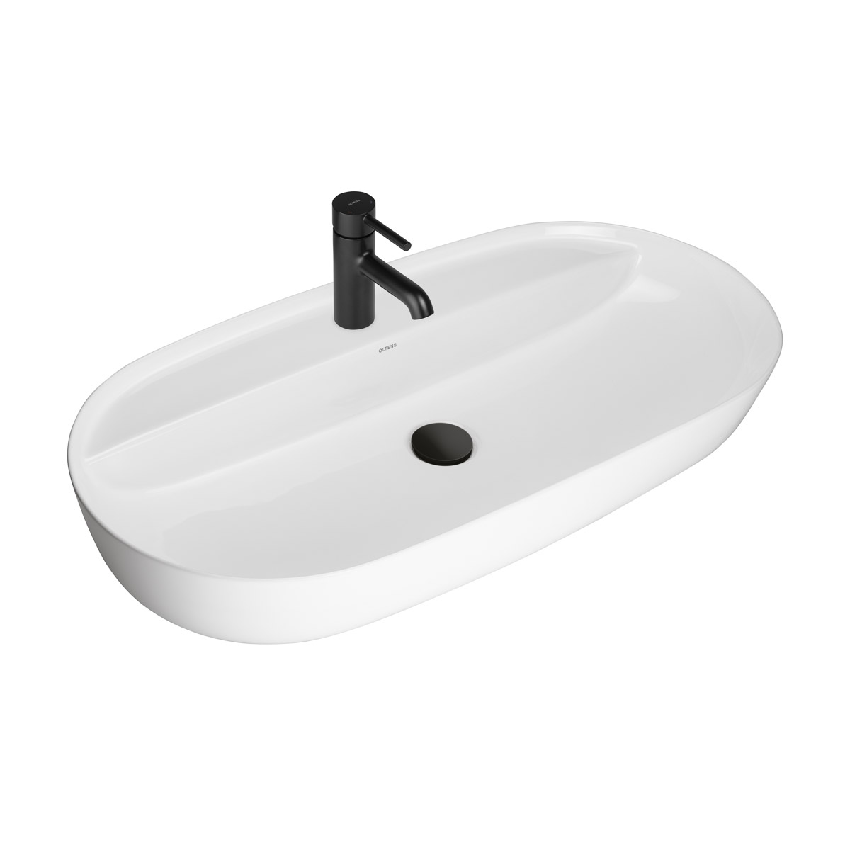 Oltens Hamnes Waschbecken 80x40 cm oval Aufsatzwaschbecken weiß 41815000