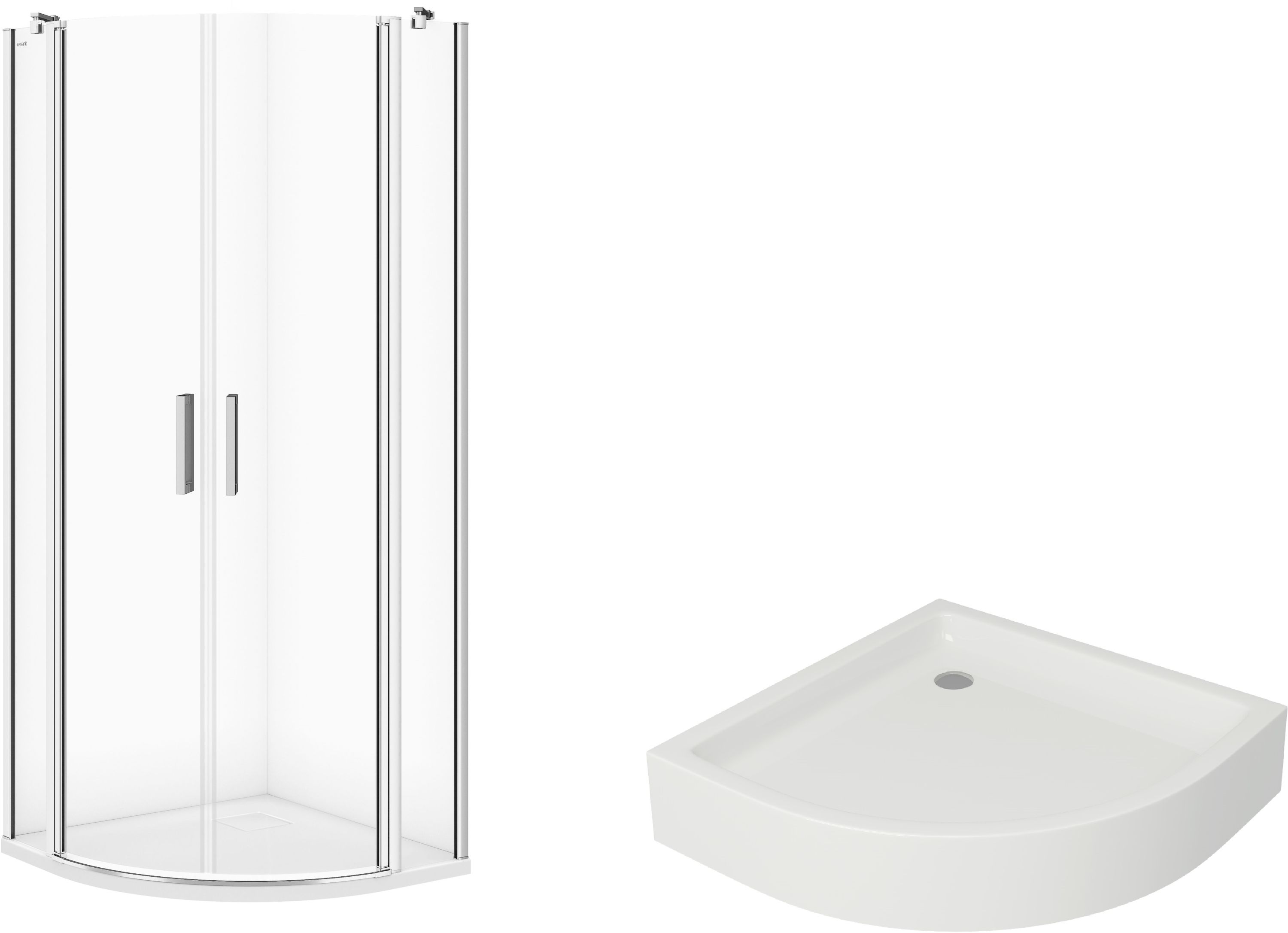 Set Dusche Cersanit Moduo S162-009, Halbrunde Duschwanne Cersanit Tako S204-003
