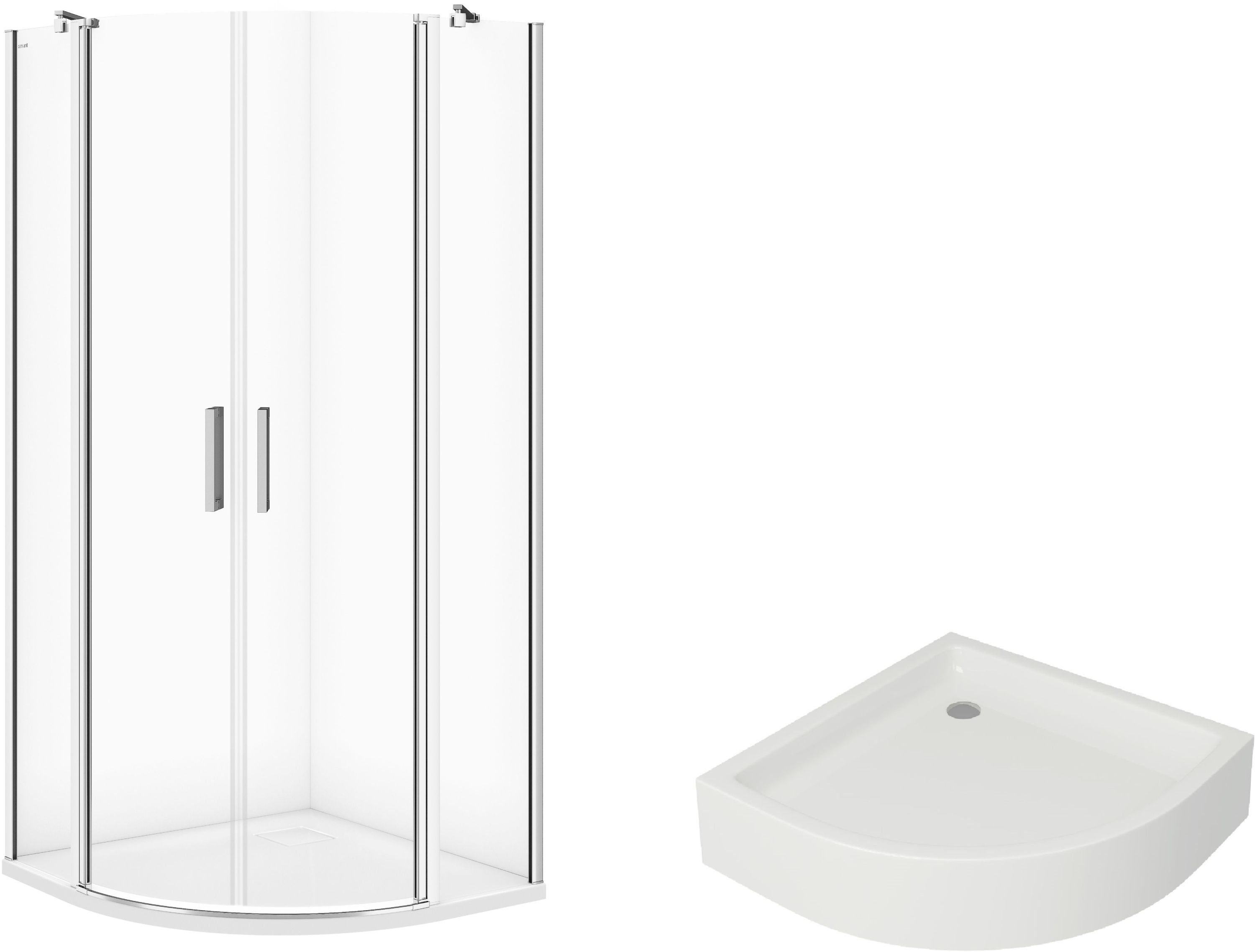 Set Dusche Cersanit Moduo S162-010, Halbrunde Duschwanne Cersanit Tako S204-004