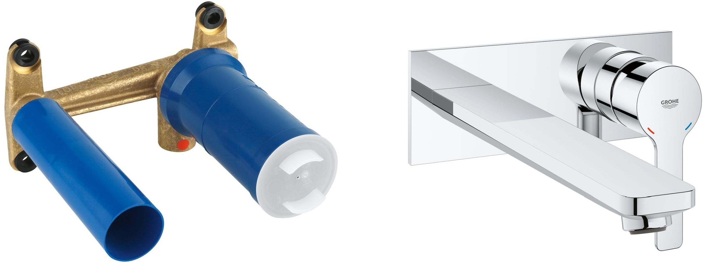 Set Waschtischarmatur Grohe Lineare 23444001, Verdecktes Wasserhahnelement Grohe Eurostyle 23571000