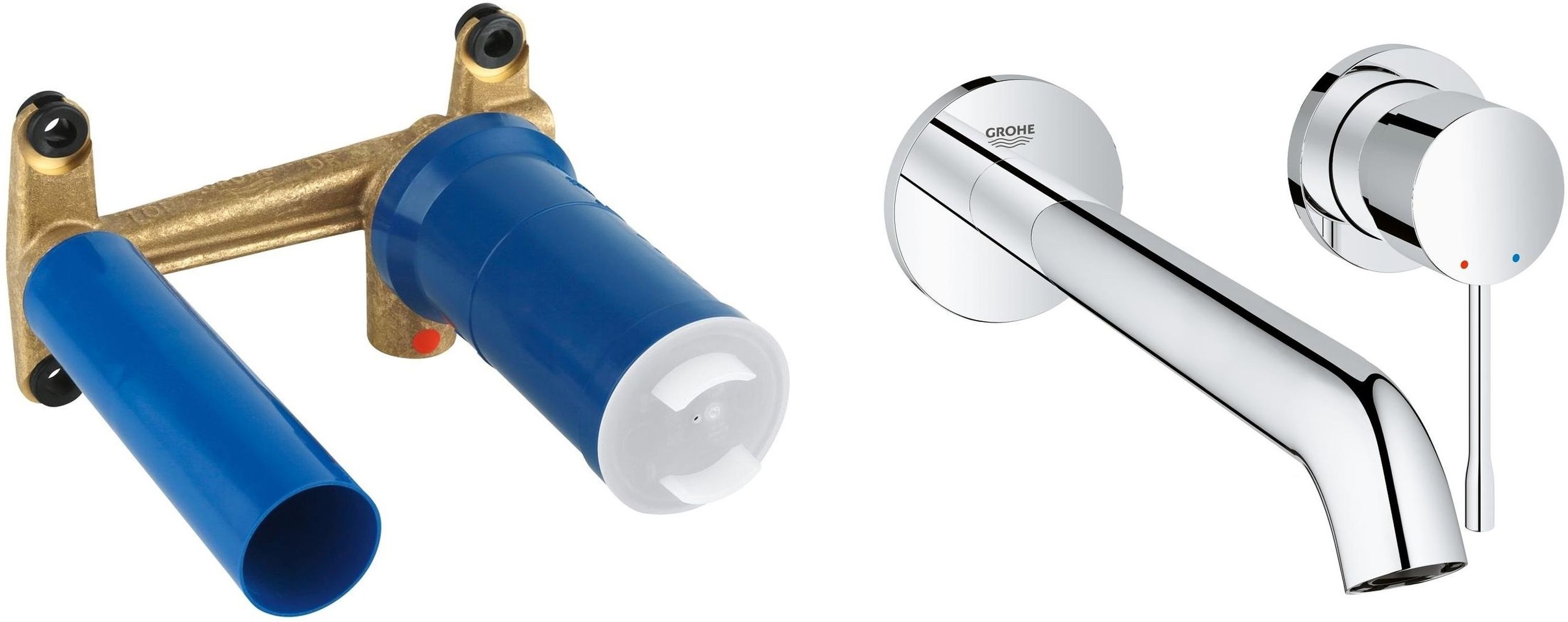 Set Waschtischarmatur Grohe Essence New 19967001, Verdecktes Wasserhahnelement Grohe Eurostyle 23571000