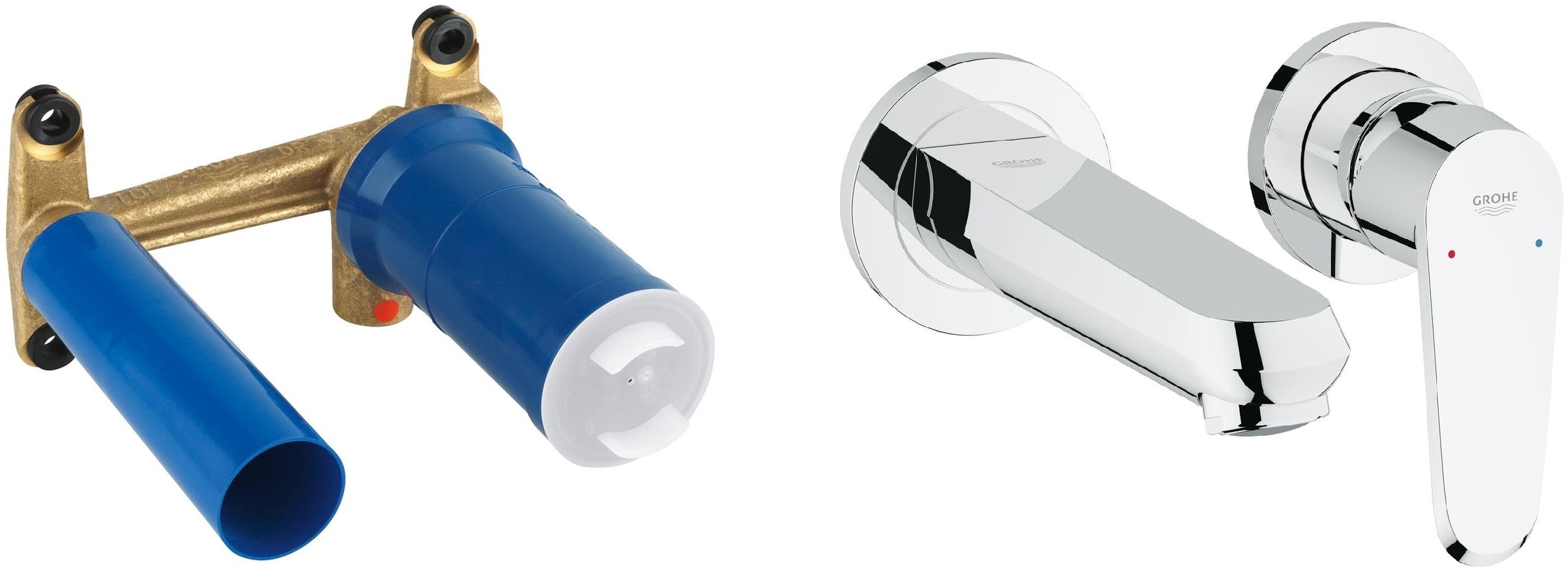 Set Waschtischarmatur Grohe Eurodisc Cosmopolitan 19573002, Verdecktes Wasserhahnelement Grohe Eurostyle 23571000