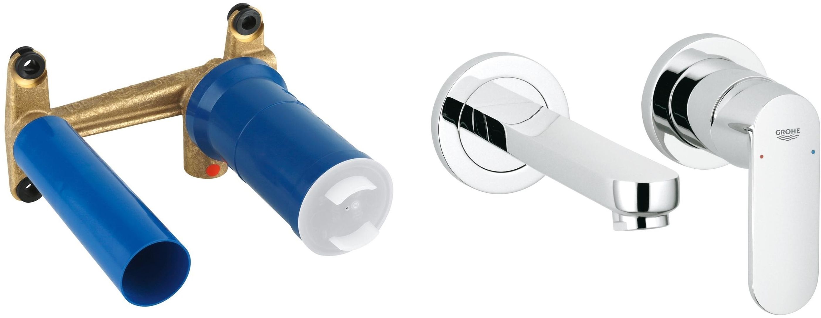 Set Waschtischarmatur Grohe Eurosmart Cosmopolitan 19381000, Verdecktes Wasserhahnelement Grohe Eurostyle 23571000