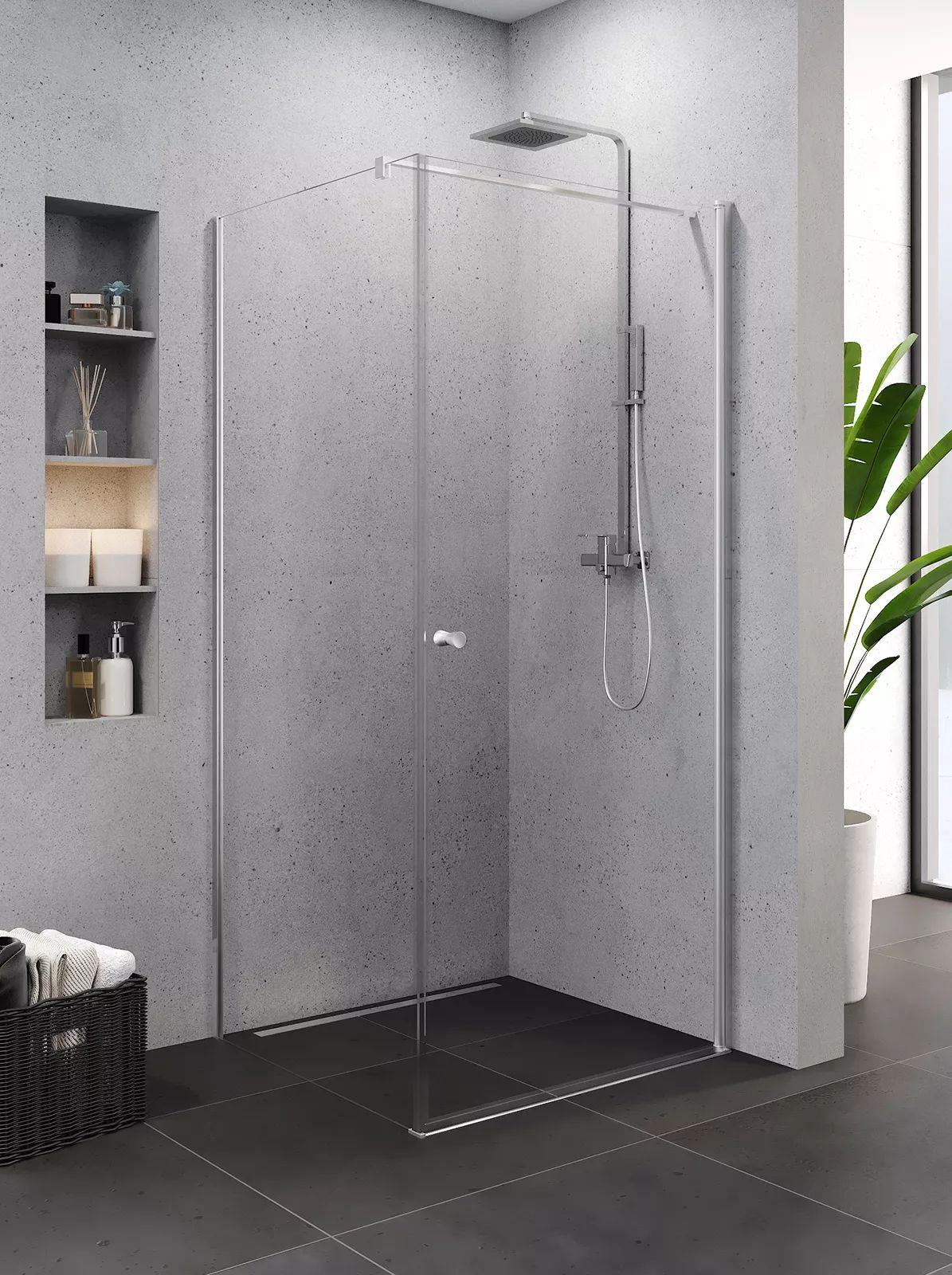 New Trendy Superia Dusche 90x80 cm rechteckig chrom Glanz/durchsichtiges Glas K-0798