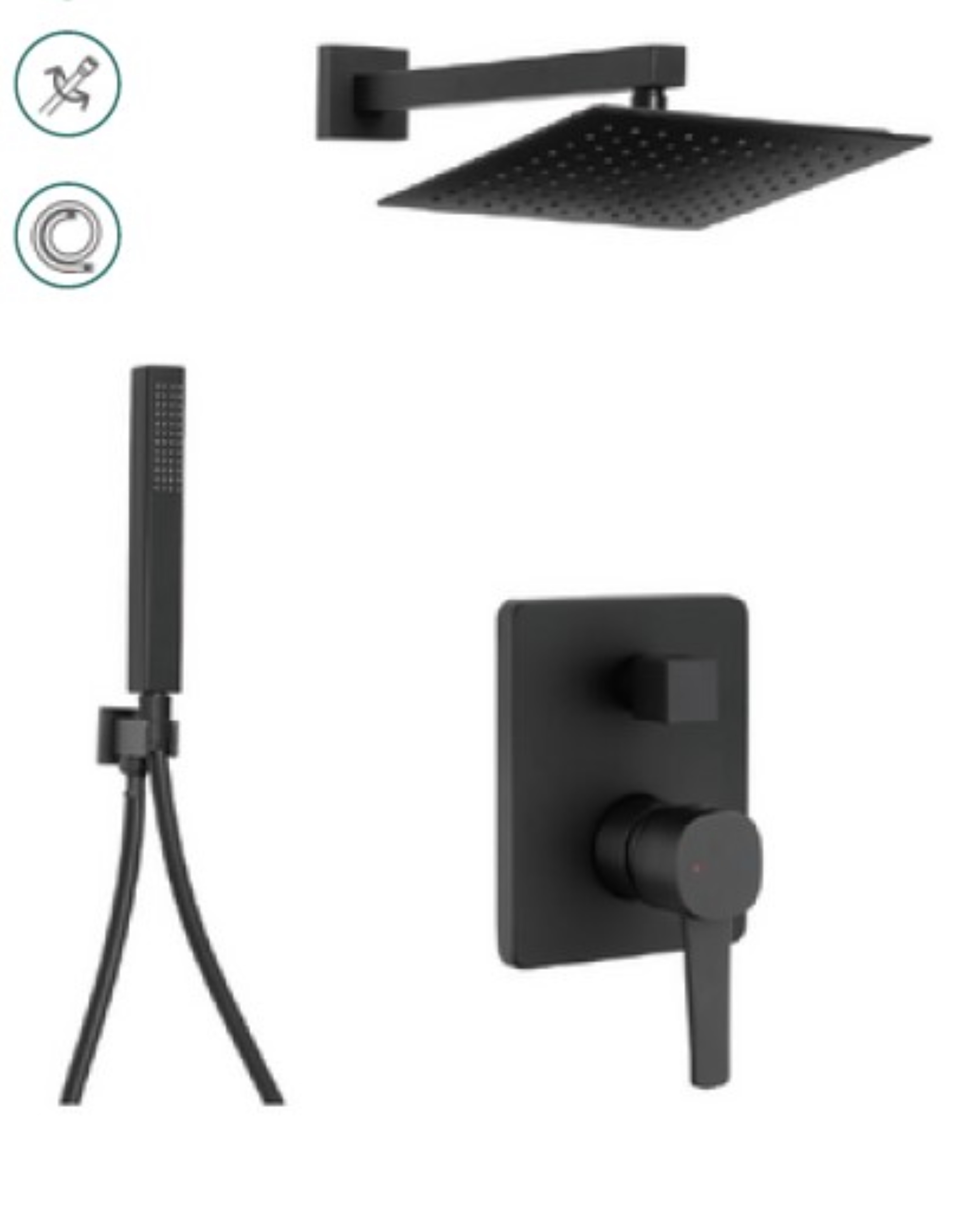 Invena Glamour Duschset Unterputz mit Regenbrause schwarz BS-02-0K4