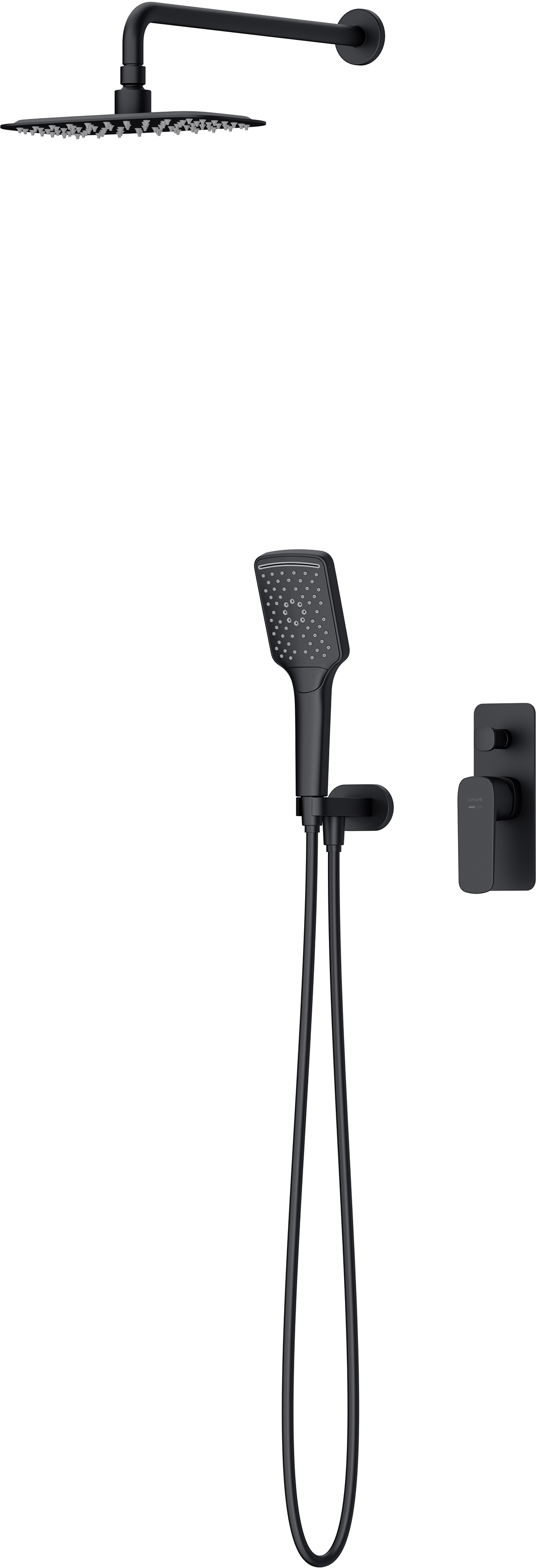 Cersanit Larga Duschset Unterputz mit Regenbrause schwarz S952-031