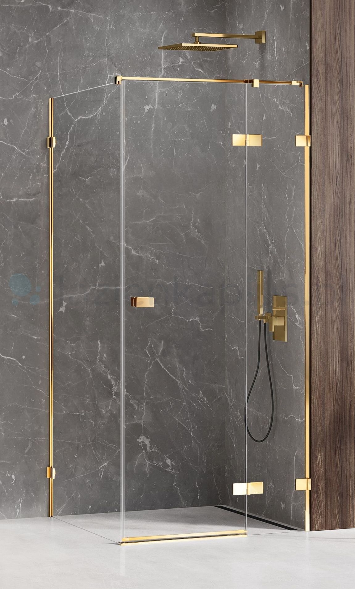 New Trendy Avexa Gold Shine Dusche 80x70 cm quadratisch gold Glanz/durchsichtiges Glas EXK-1645