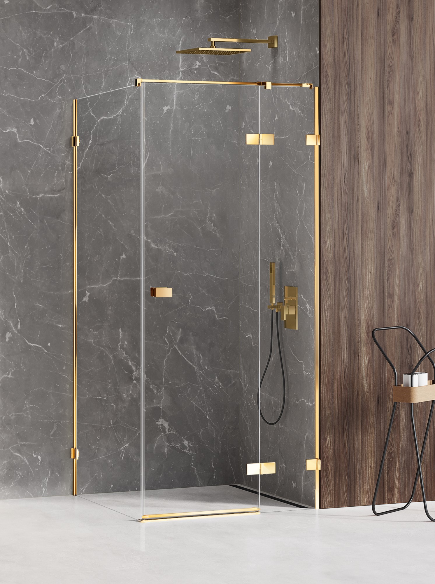 New Trendy Avexa Gold Shine Dusche 100x80 cm rechteckig gold Glanz/durchsichtiges Glas EXK-1651
