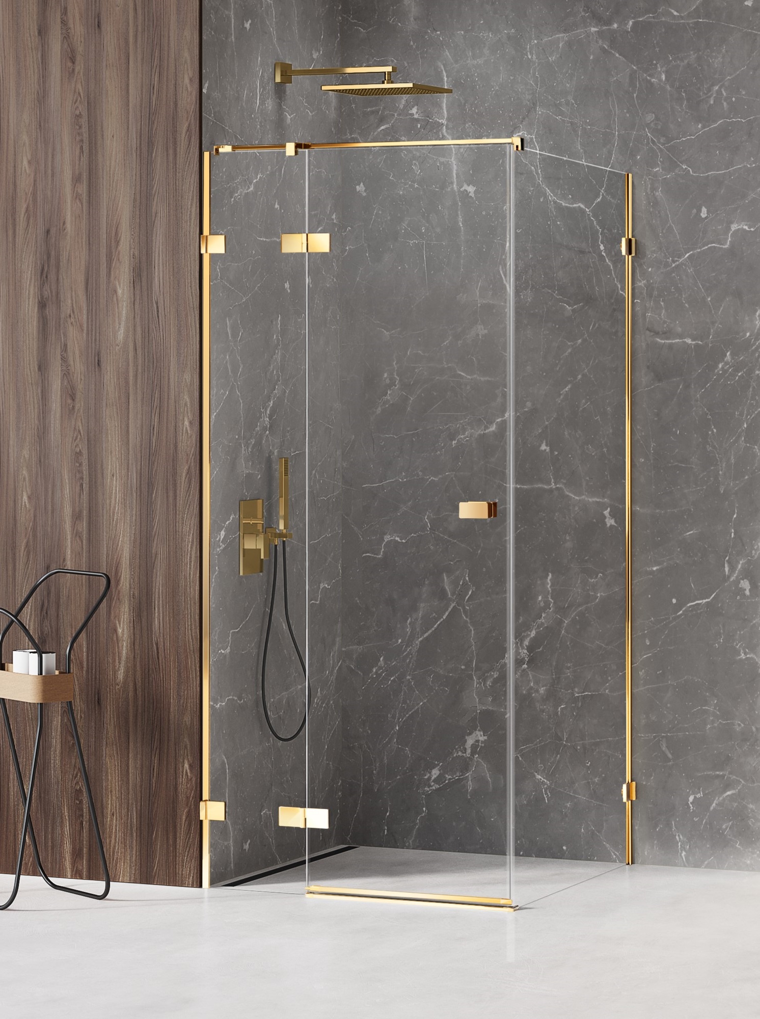 New Trendy Avexa Gold Shine Dusche 110x90 cm rechteckig gold Glanz/durchsichtiges Glas EXK-1850