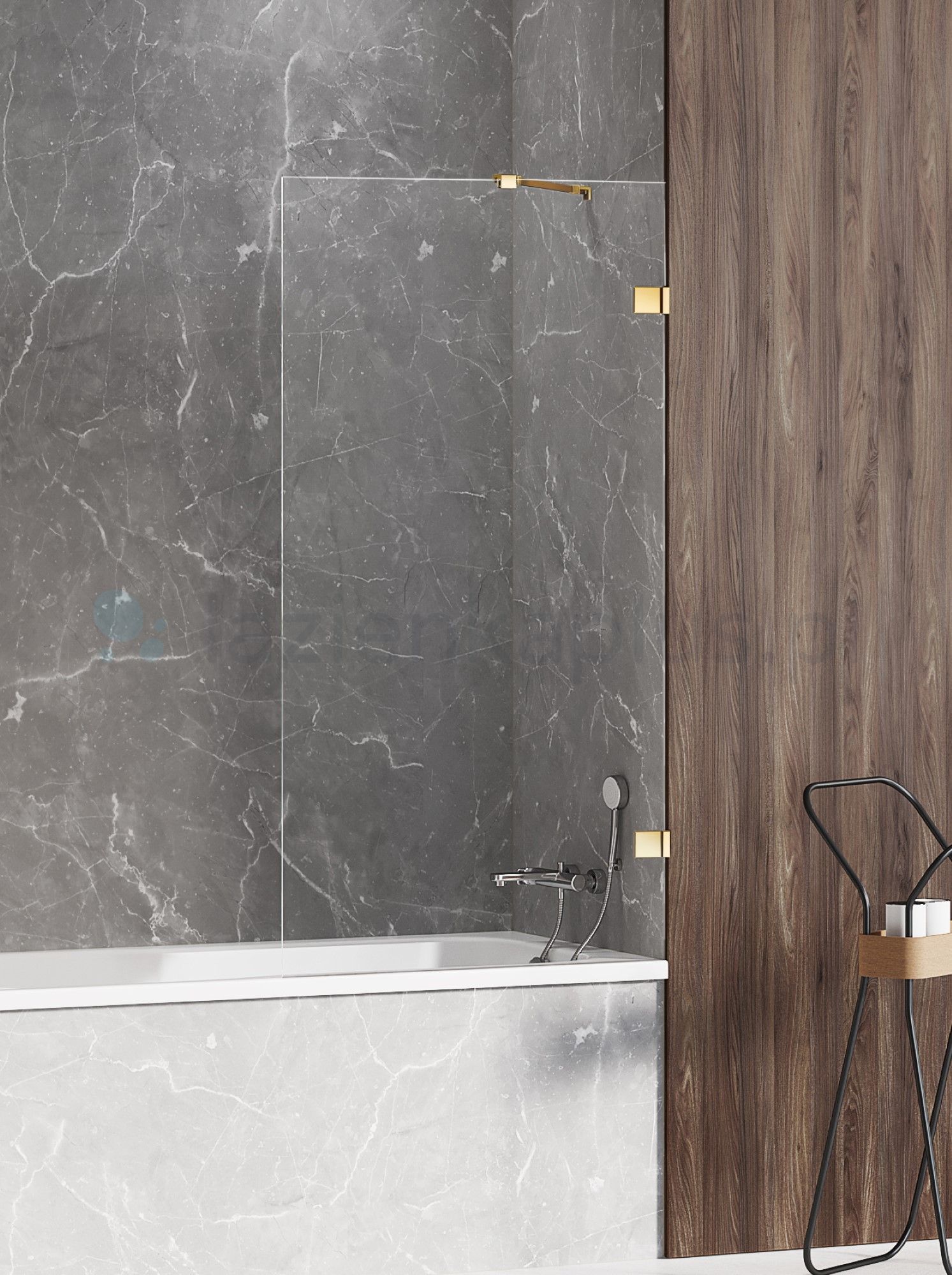 New Trendy Avexa Gold Shine Badewannenabtrennung 50 cm einteilig gold Glanz/durchsichtiges Glas EXK-2170