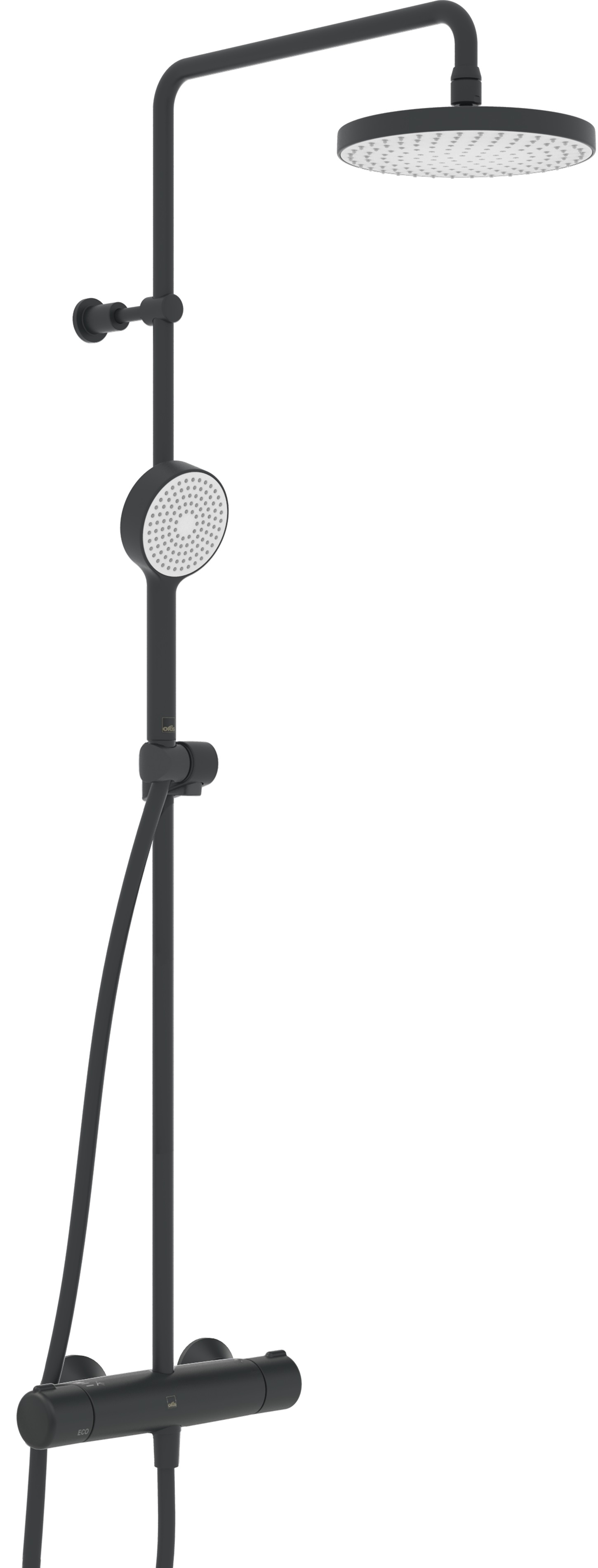 Oras Nova Duschset Wandmontage mit Thermostat mit Regenbrause schwarz 7402U-33