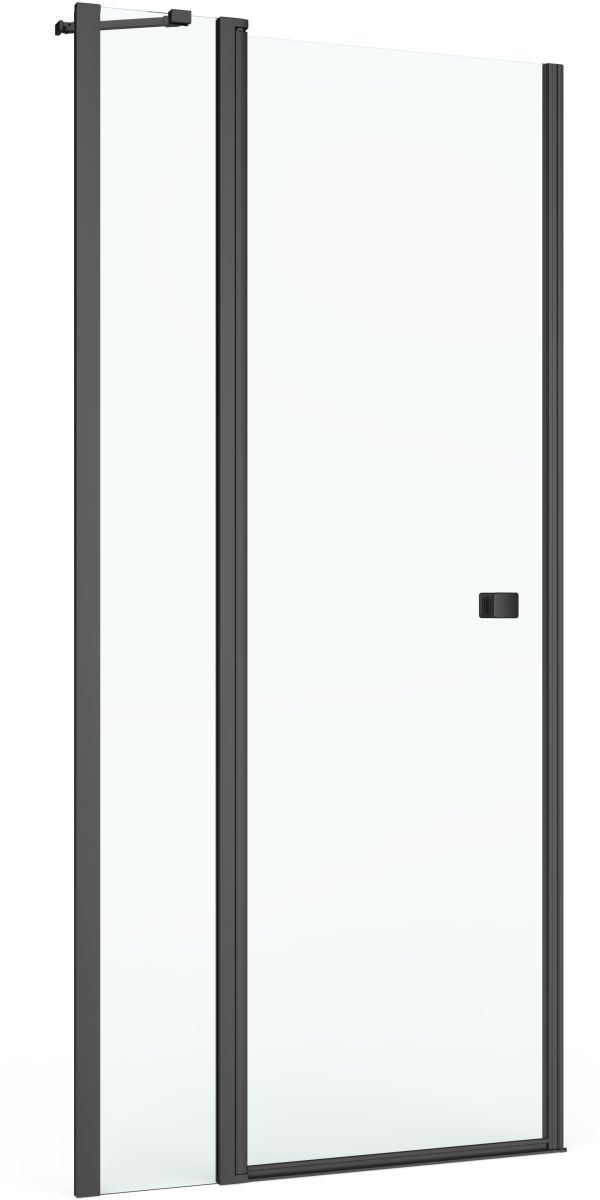 Roca Capital Duschtüren 140 cm aufklappbar schwarz Matte/durchsichtiges Glas AM4614016M