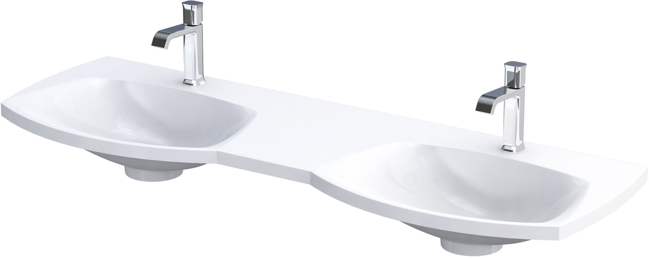 Oristo Louis Waschbecken 144x48 cm rechteckig Möbel-Doppelt weiß UME-LU-144-92-D