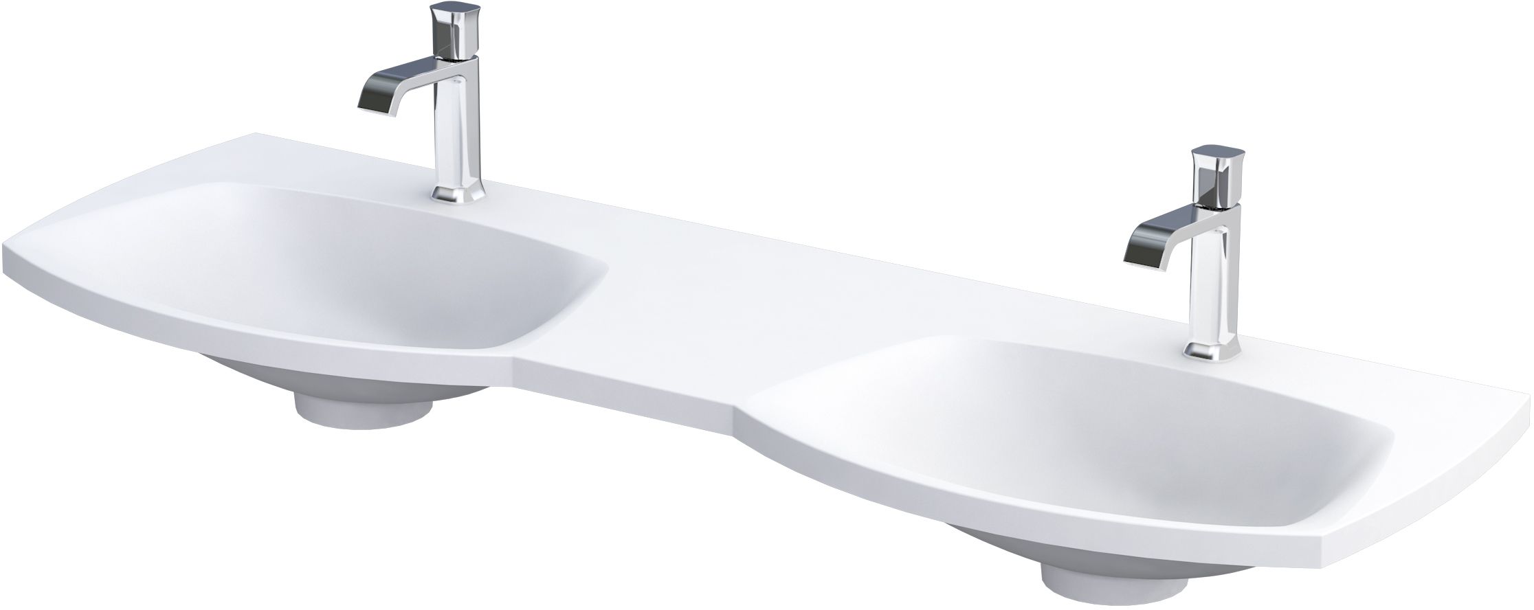 Oristo Louis Waschbecken 144x48 cm rechteckig Möbel-Doppelt weiß UME-LU-144-93-D