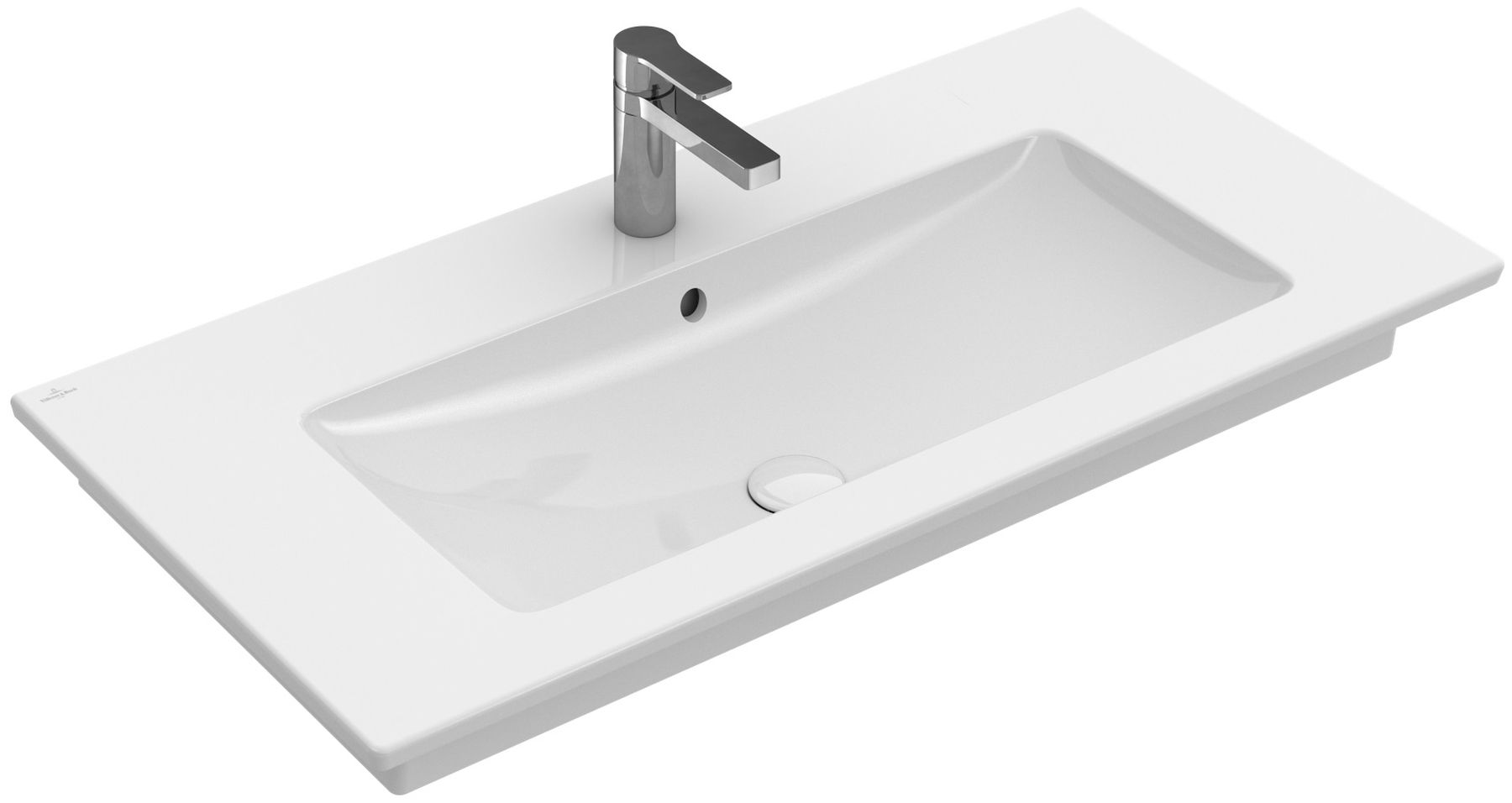 Villeroy & Boch Venticello Waschbecken 80x50 cm rechteckig Klassisch-Möbel-mit Blatt weiß 41048JRW