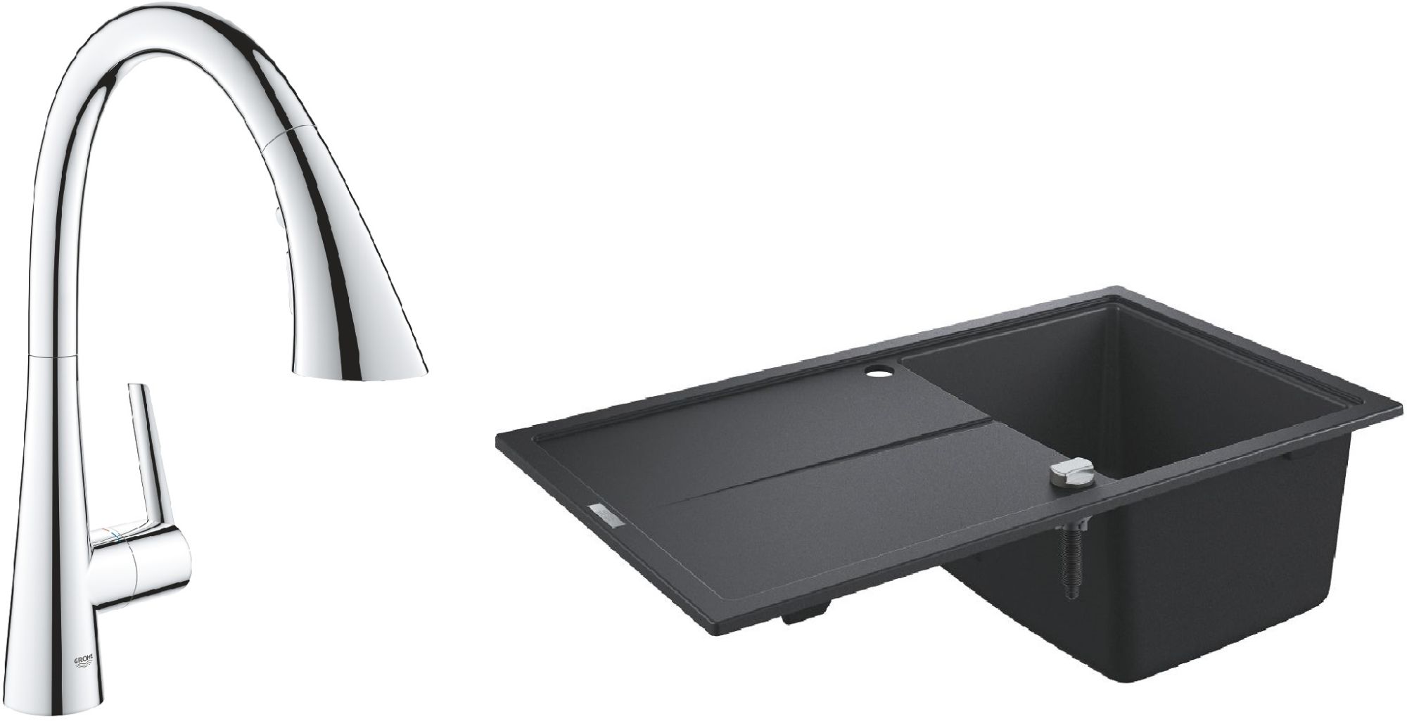 Set Granitspüle Grohe K400 31640AP0, Küchenarmatur Grohe Zedra 32294002