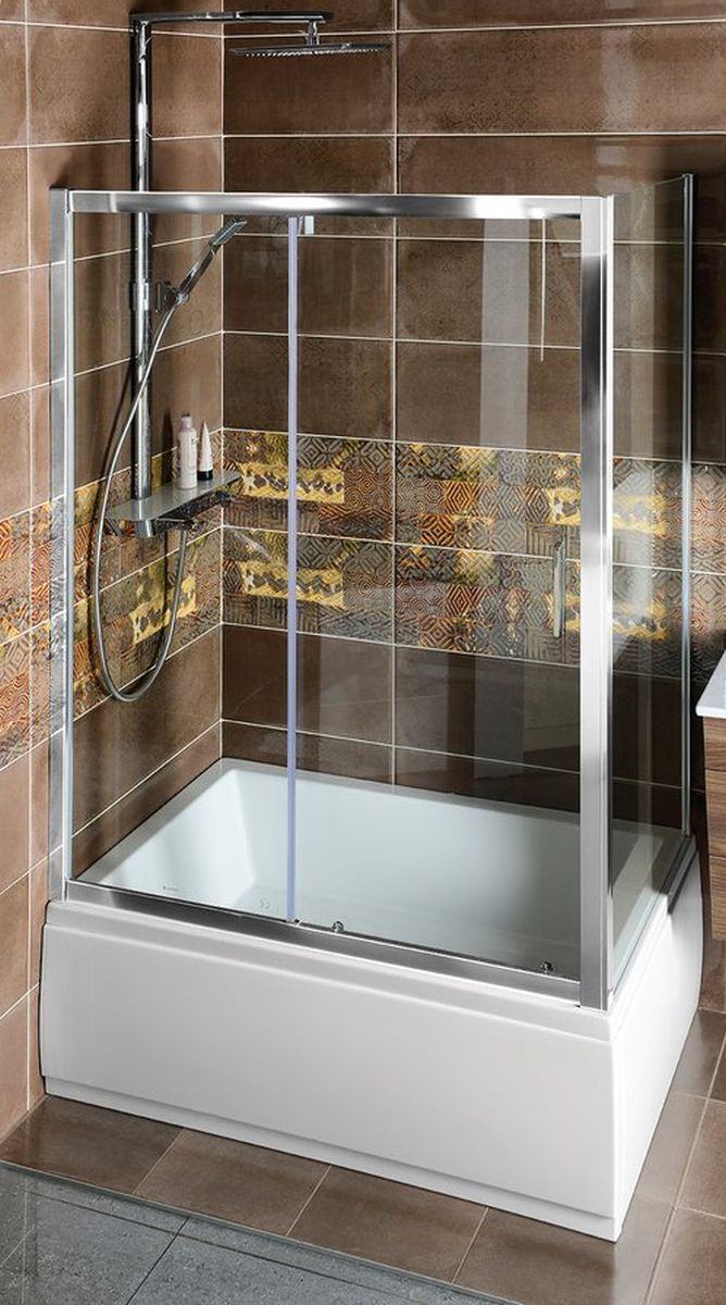 Polysan Deep Bildschirmwand 90 cm einteilig chrom Glanz/durchsichtiges Glas MD3316