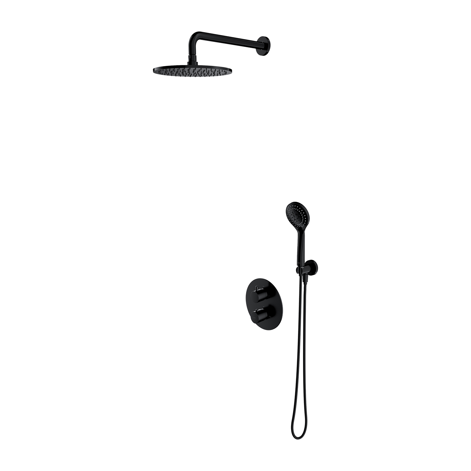 Omnires Y Duschset Unterputz mit Thermostat mit Regenbrause schwarz SYSYT05BL