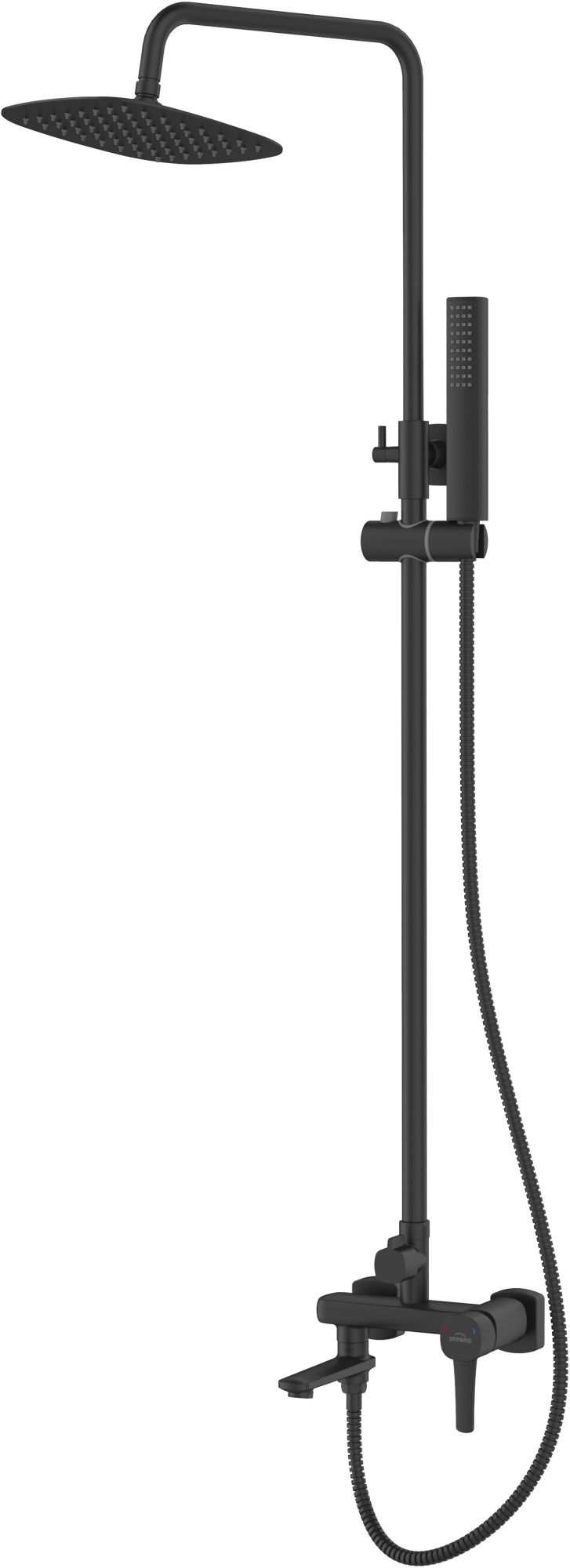 Invena Glamour Badewannen- und Duschset Wandmontage mit Regenbrause schwarz AU-05-B04