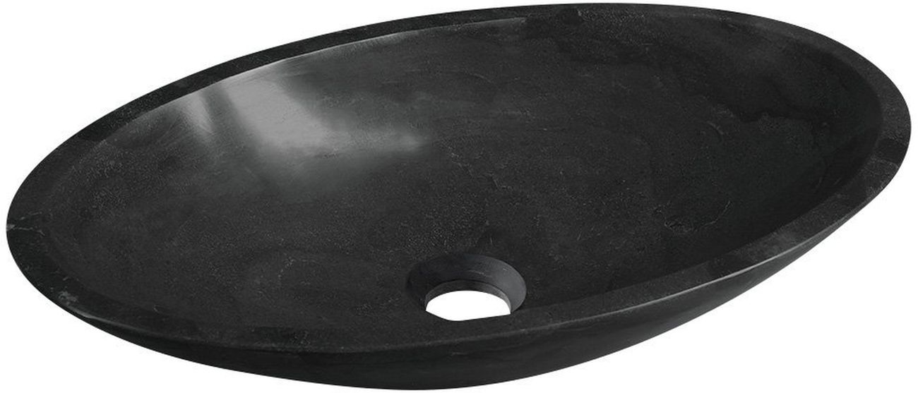 Sapho Blok Waschbecken 60x35 cm oval Aufsatzwaschbecken schwarz 2401-40