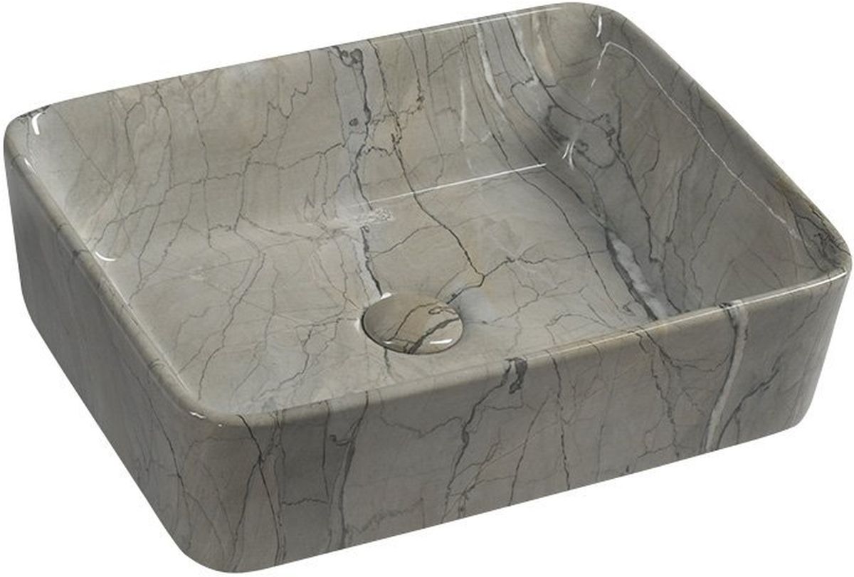 Sapho Dalma Waschbecken 48x38 cm rechteckig Aufsatzwaschbecken grauer Stein MM513