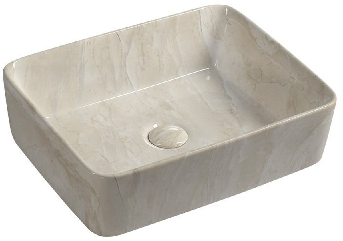 Sapho Dalma Waschbecken 48x38 cm rechteckig Aufsatzwaschbecken braun/beige MM527
