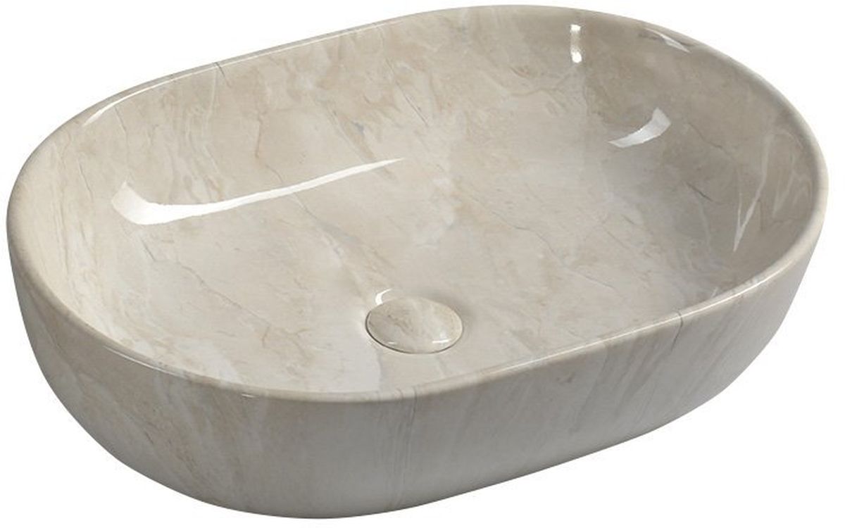Sapho Dalma Waschbecken 59x42 cm oval Aufsatzwaschbecken braun/beige MM427