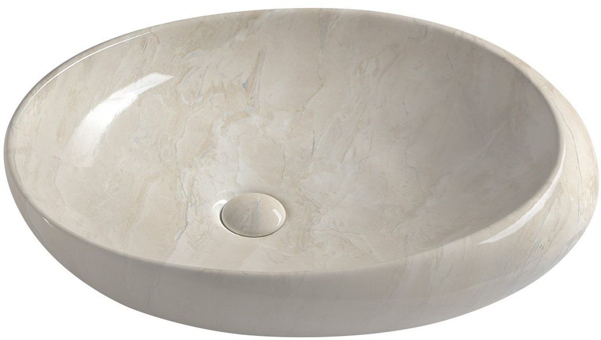 Sapho Dalma Waschbecken 68x44 cm oval Aufsatzwaschbecken braun/beige MM327
