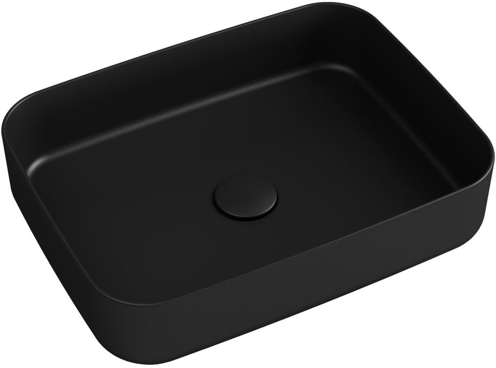 Isvea Infinity Waschbecken 50x36 cm rechteckig Aufsatzwaschbecken schwarz 10NF65050-2N