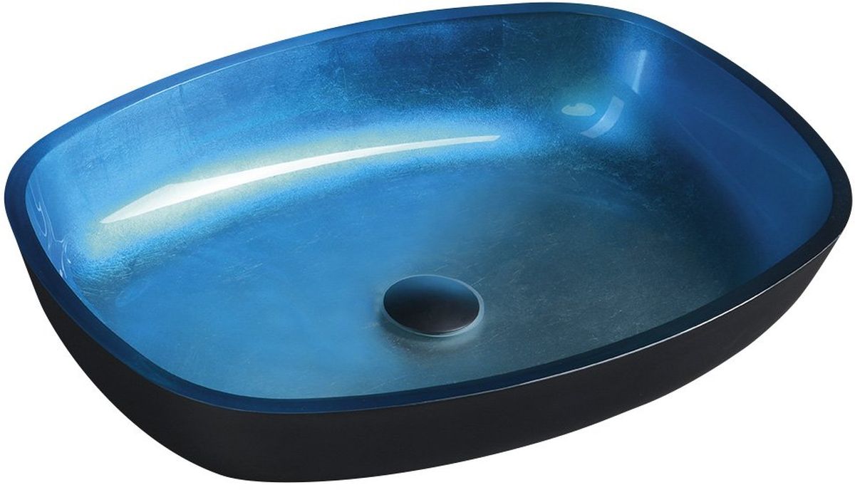 Sapho Beauty Waschbecken 54x40 cm oval Aufsatzwaschbecken schwarz-blau TY224