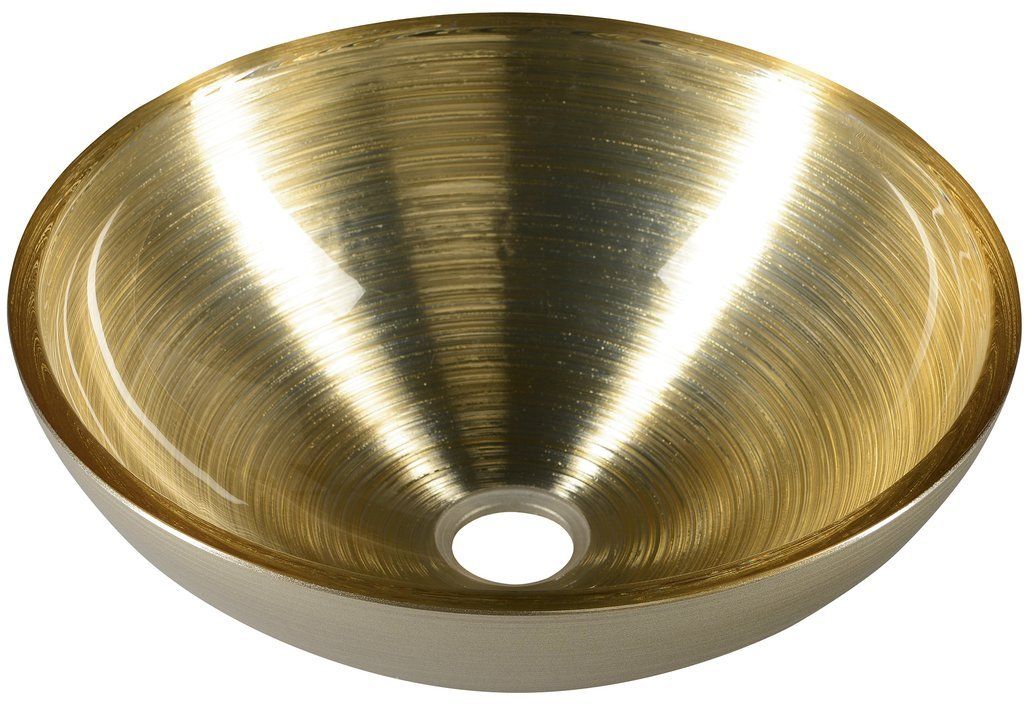 Sapho Murano Waschbecken 40x40 cm rund Aufsatzwaschbecken braun/beige-gold AL5318-67